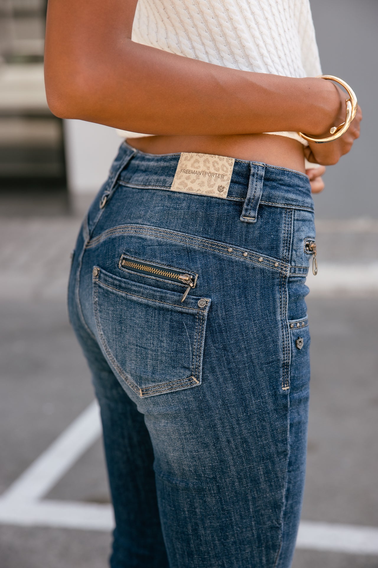 

Jeans taille haute 7/8 Femme Alexa High Waist Cropped medley dark | Freeman T. Porter