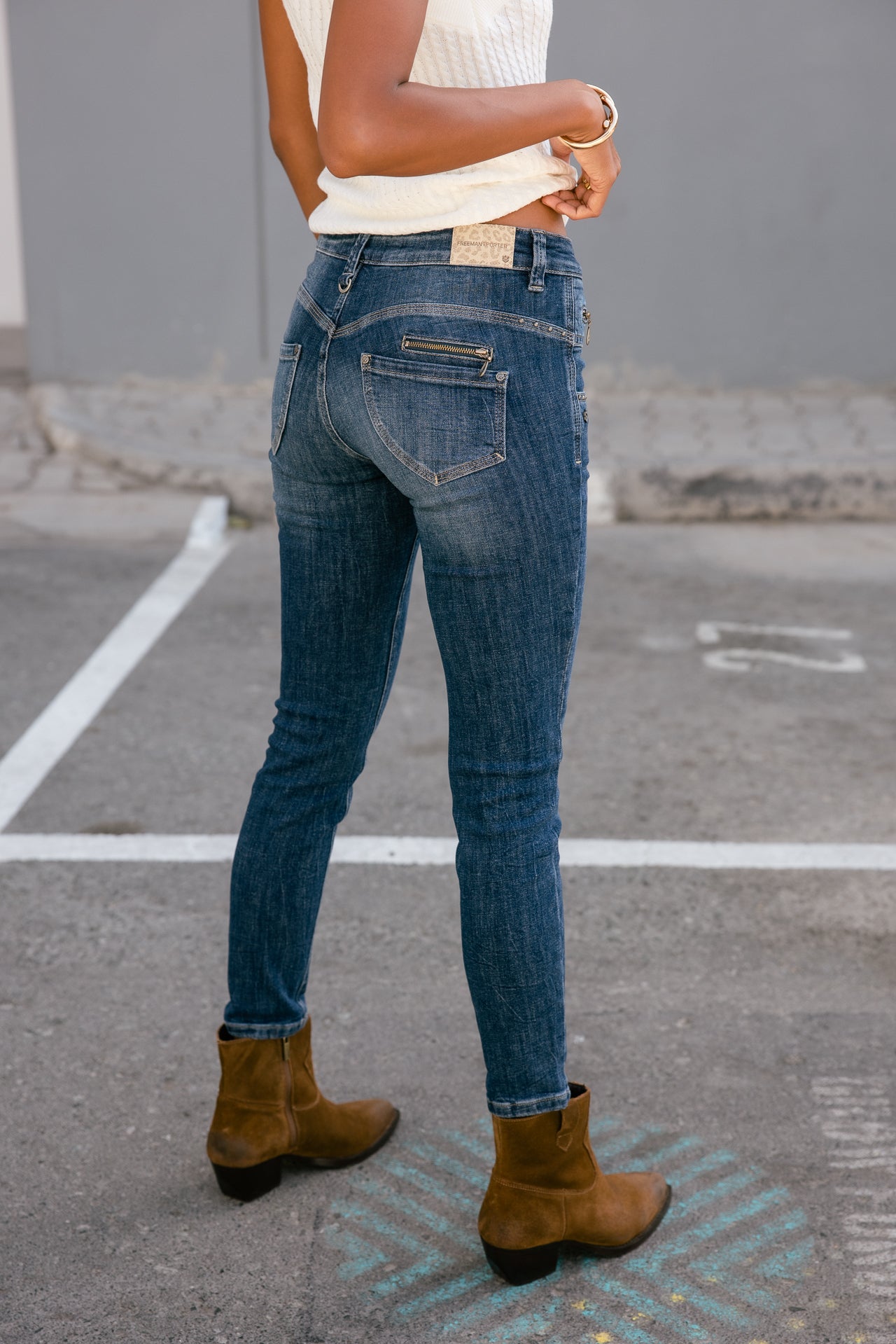 

Jeans taille haute 7/8 Femme Alexa High Waist Cropped medley dark | Freeman T. Porter