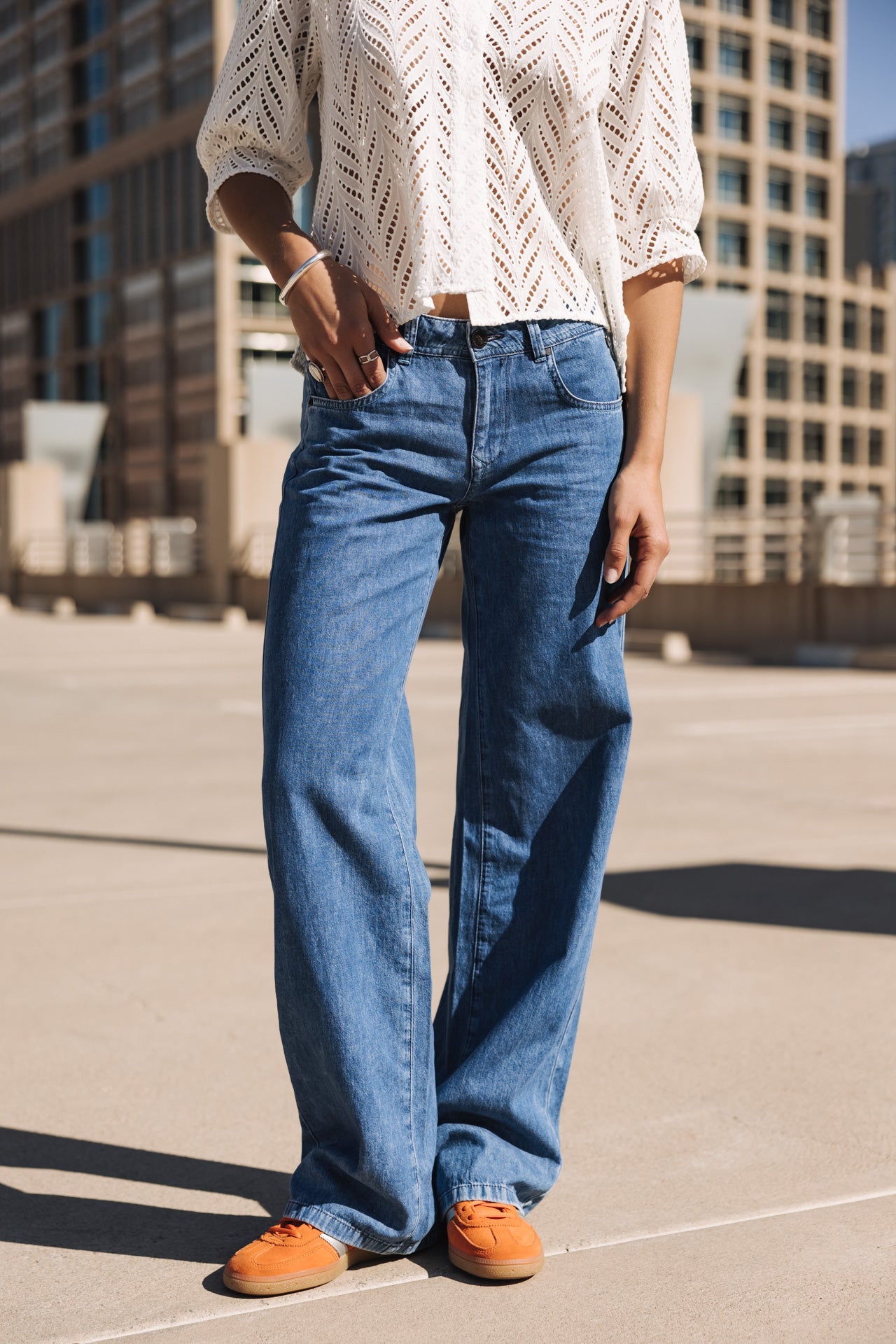 freeman porter Agatha Denim Jeans large Femme manzana med