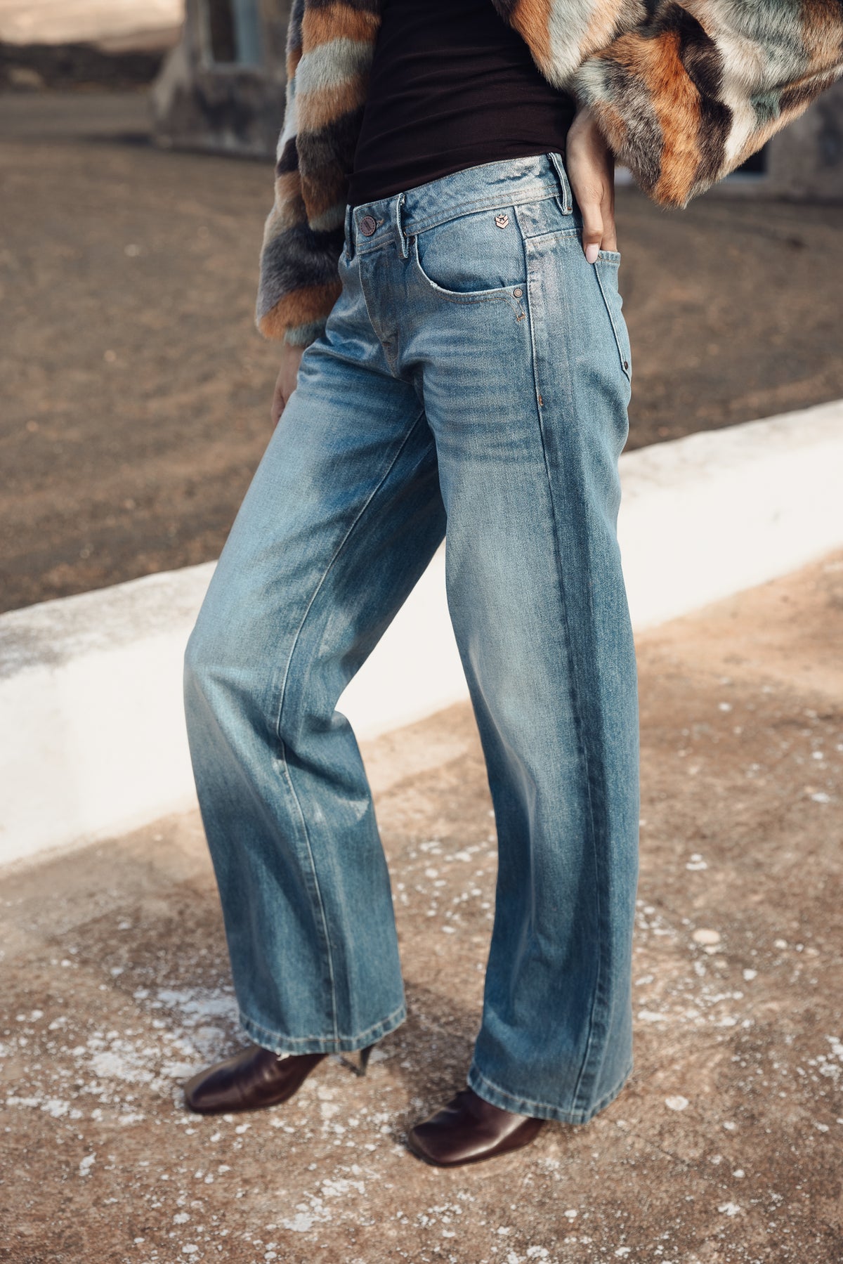 

Jeans Wide Leg de cintura descida Mulher Agatha piura coating | Freeman T. Porter