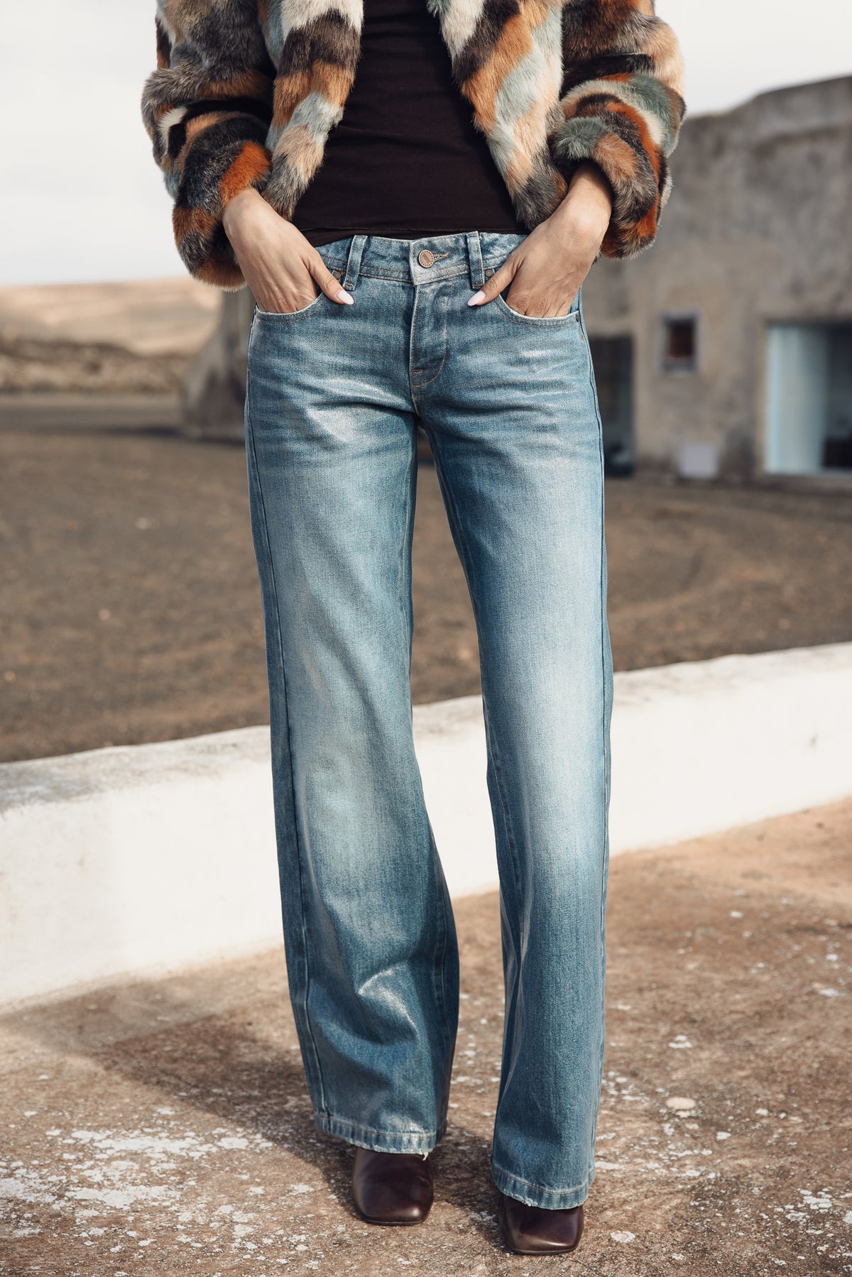 

Jeans Wide Leg de cintura descida Mulher Agatha piura coating | Freeman T. Porter