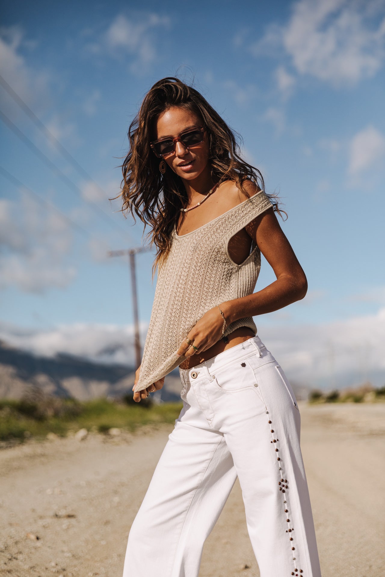 

Pantalon large Femme Agatha Andalousia off white | Freeman T. Porter