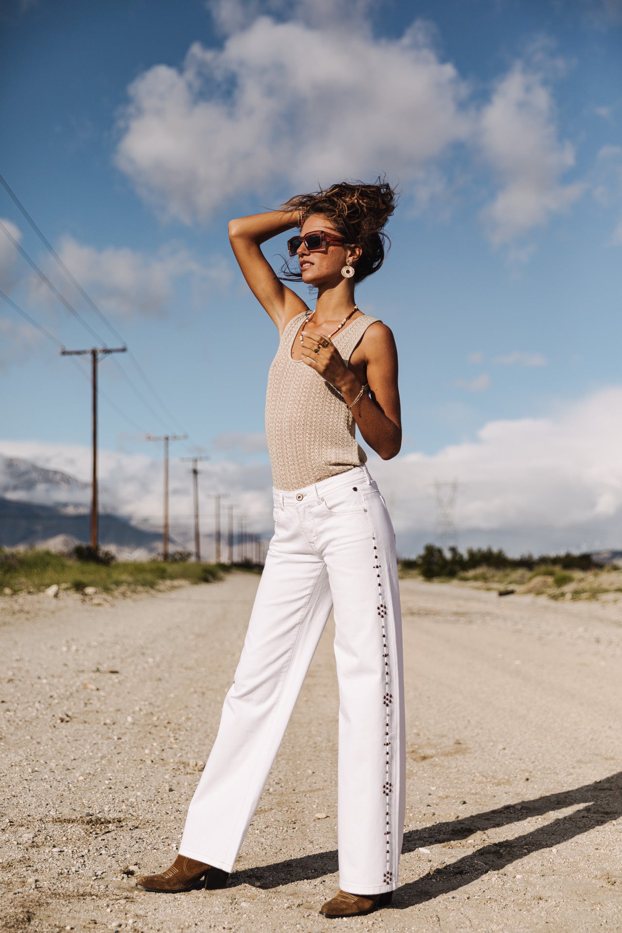 

Pantalon large Femme Agatha Andalousia off white | Freeman T. Porter