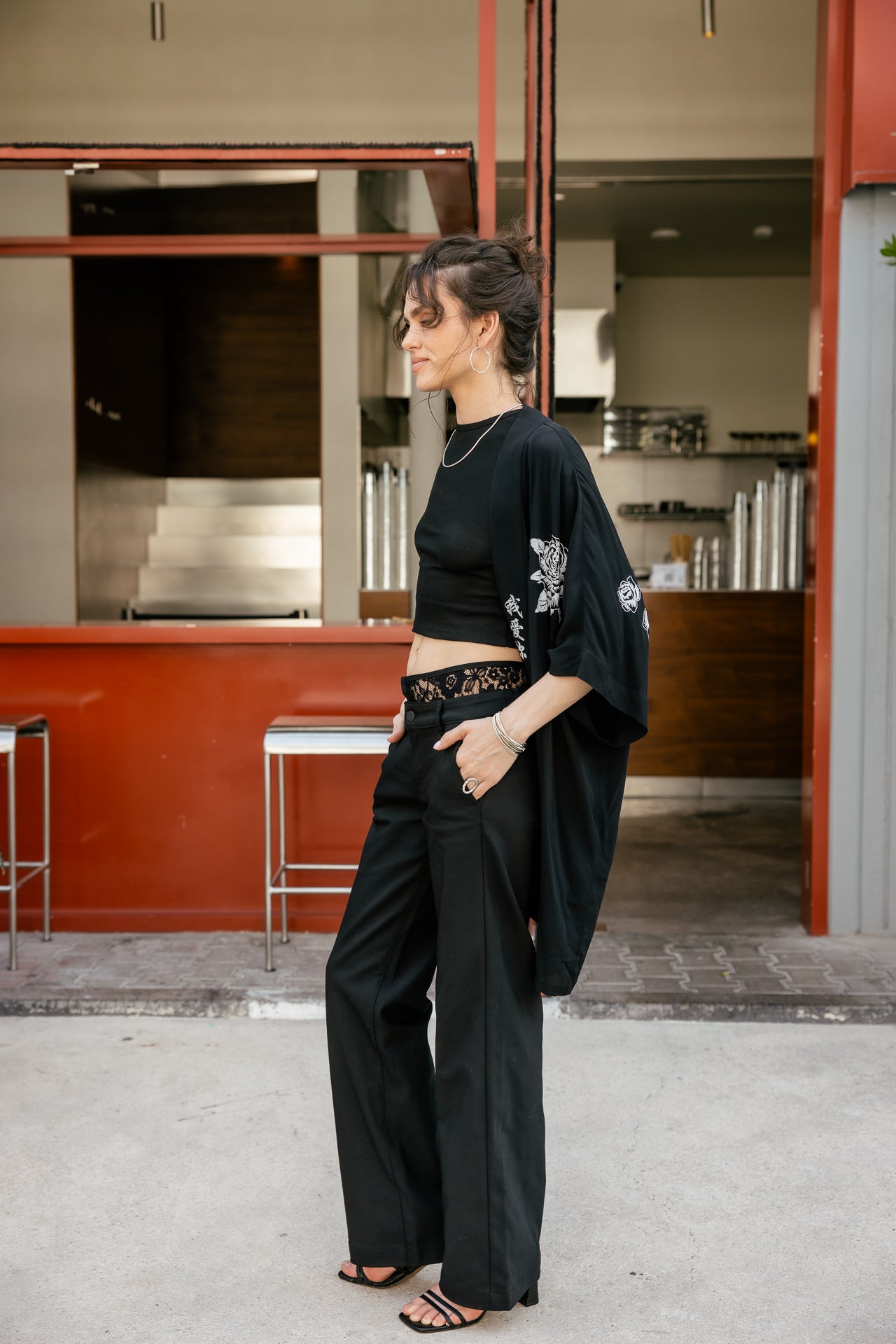 

Weite Hose mit niedriger Taille Damen Agatha Lace black | Freeman T. Porter