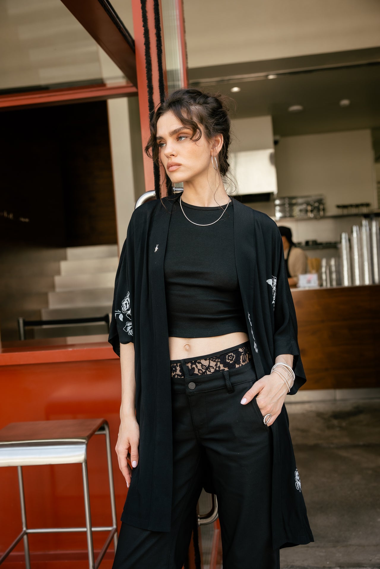 

Weite Hose mit niedriger Taille Damen Agatha Lace black | Freeman T. Porter