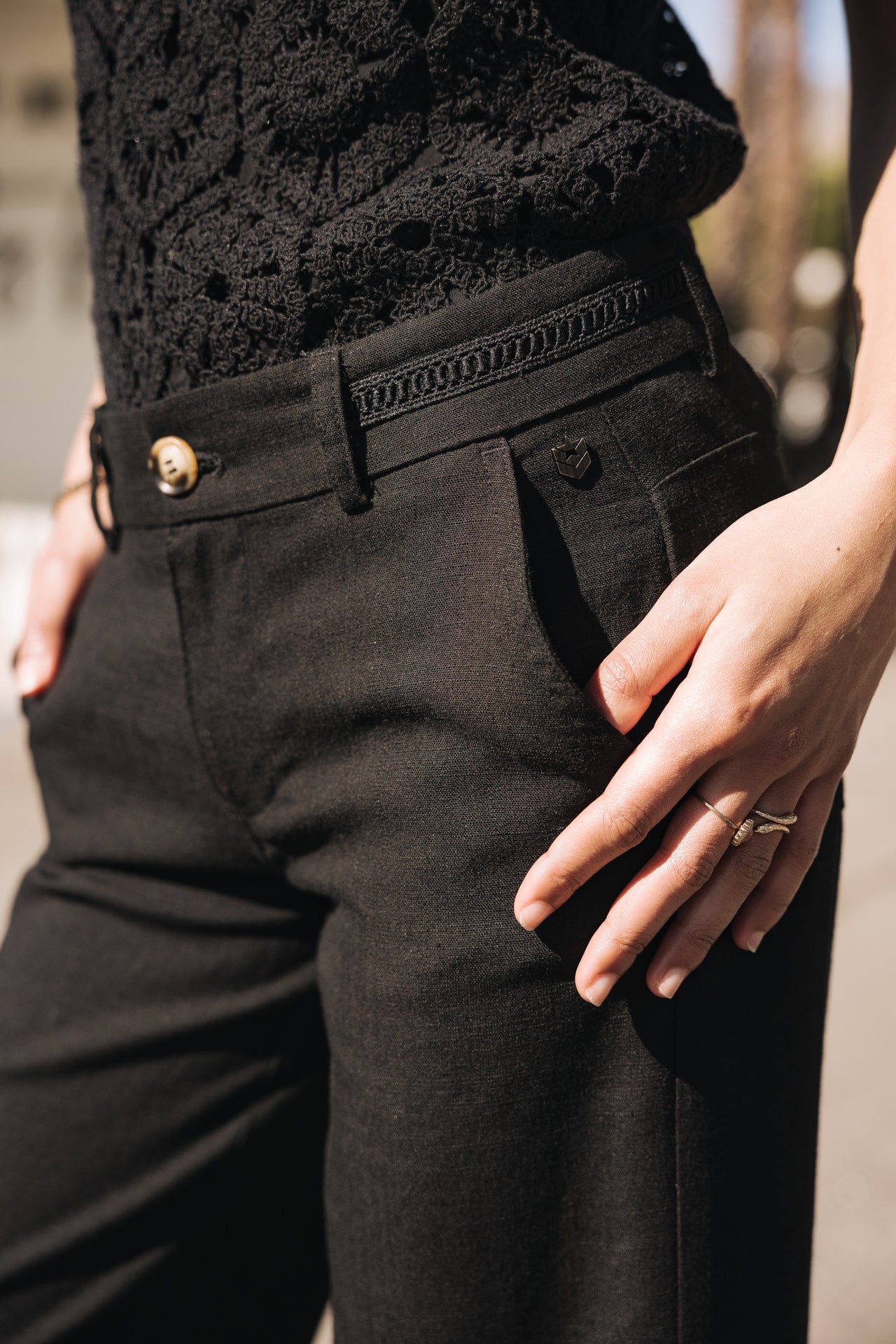 

Wide-leg linen pants Woman Agatha black | Freeman T. Porter