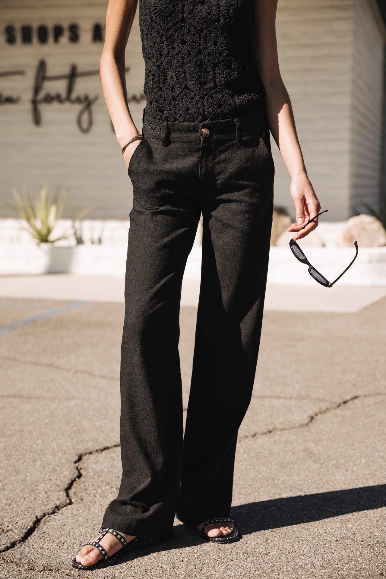 

Wide-leg linen pants Woman Agatha black | Freeman T. Porter