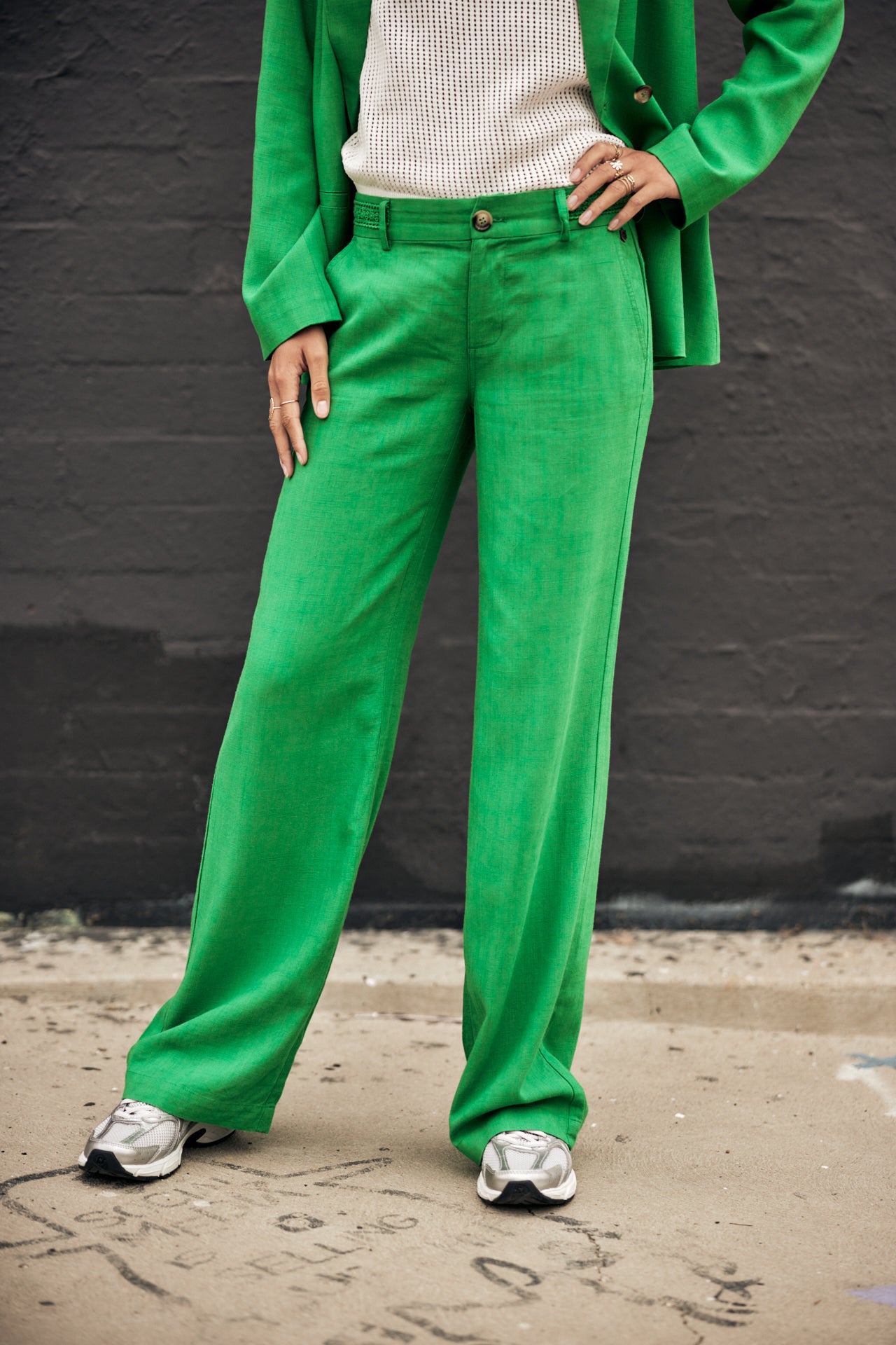 

Wide-leg low-waist trousers Women Agatha Plain Linen jolly green | Freeman T. Porter