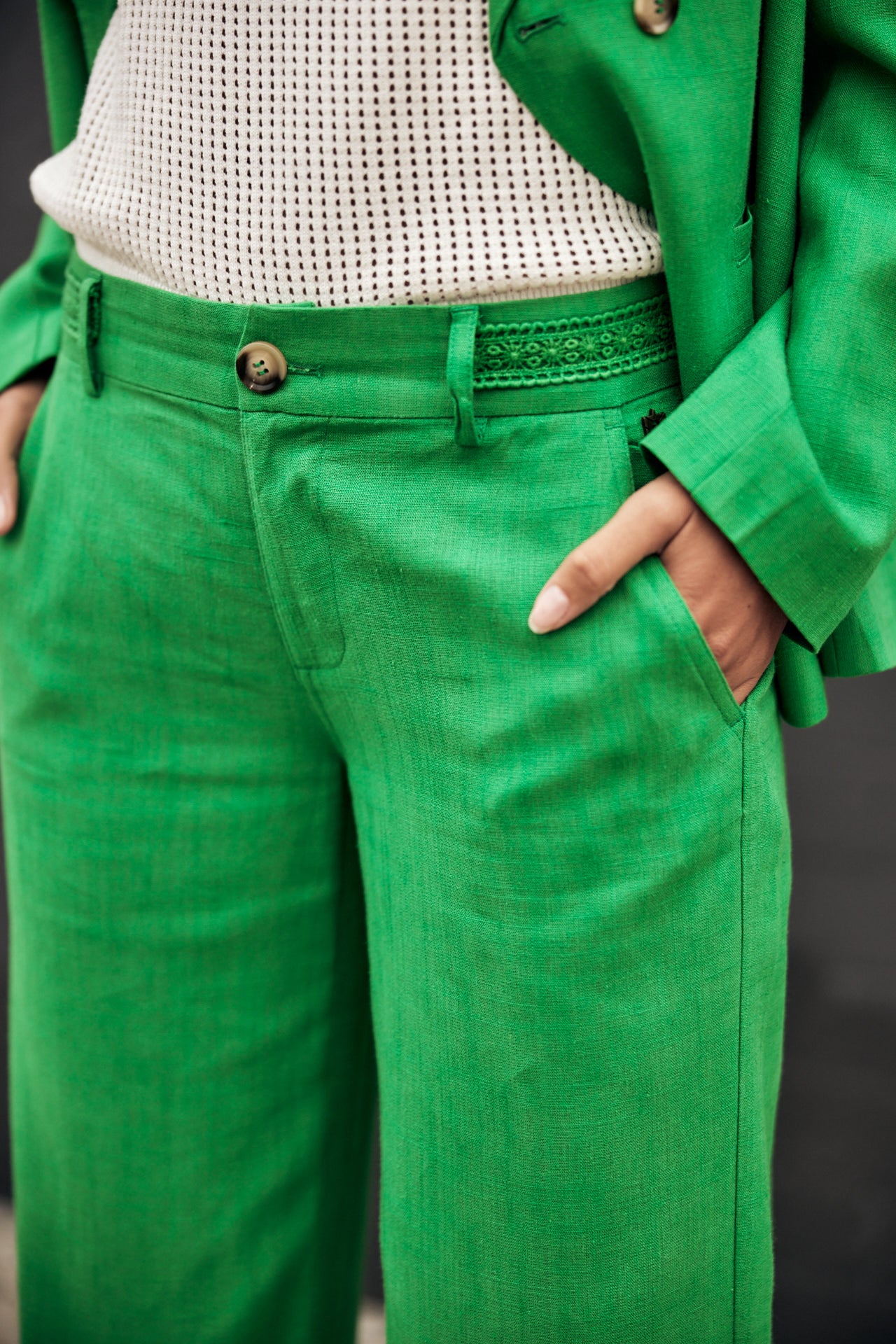 

Wide-leg low-waist trousers Women Agatha Plain Linen jolly green | Freeman T. Porter