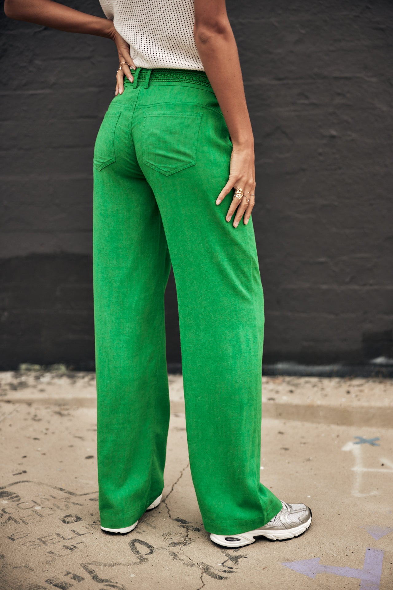 

Wide-leg low-waist trousers Women Agatha Plain Linen jolly green | Freeman T. Porter