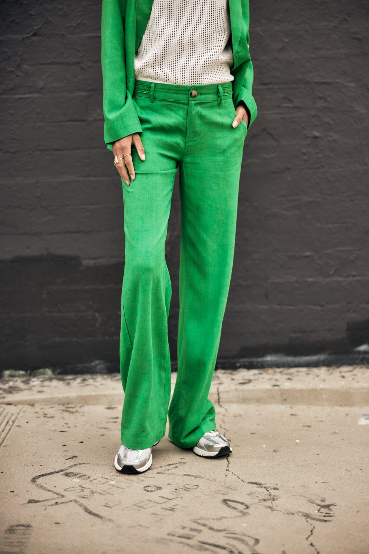 

Wide-leg low-waist trousers Women Agatha Plain Linen jolly green | Freeman T. Porter