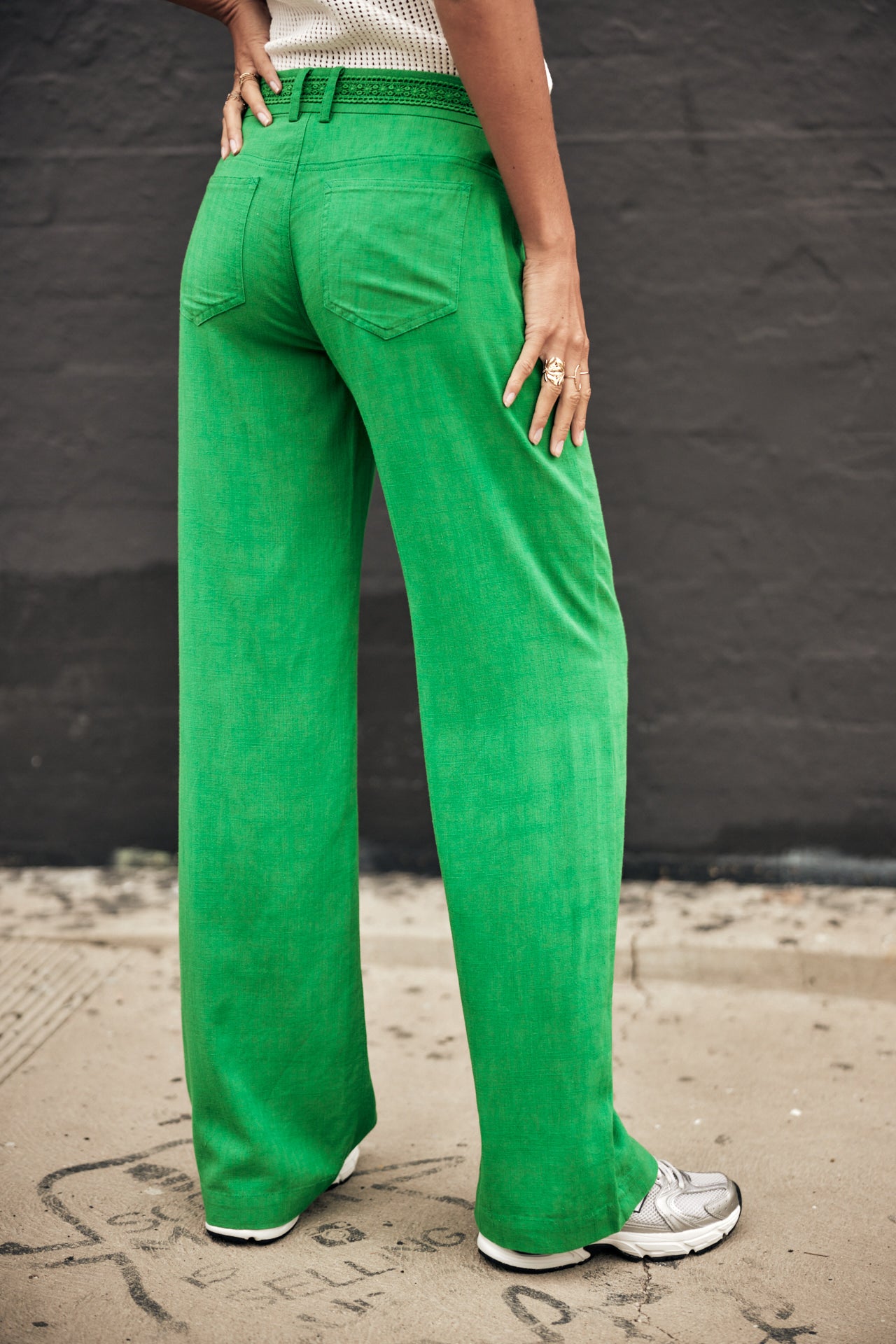 

Wide-leg low-waist trousers Women Agatha Plain Linen jolly green | Freeman T. Porter