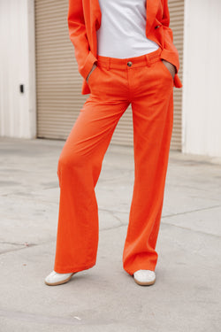

Pantalon large taille basse en lin Femme Agatha Plain Linen tigerlily | Freeman T. Porter