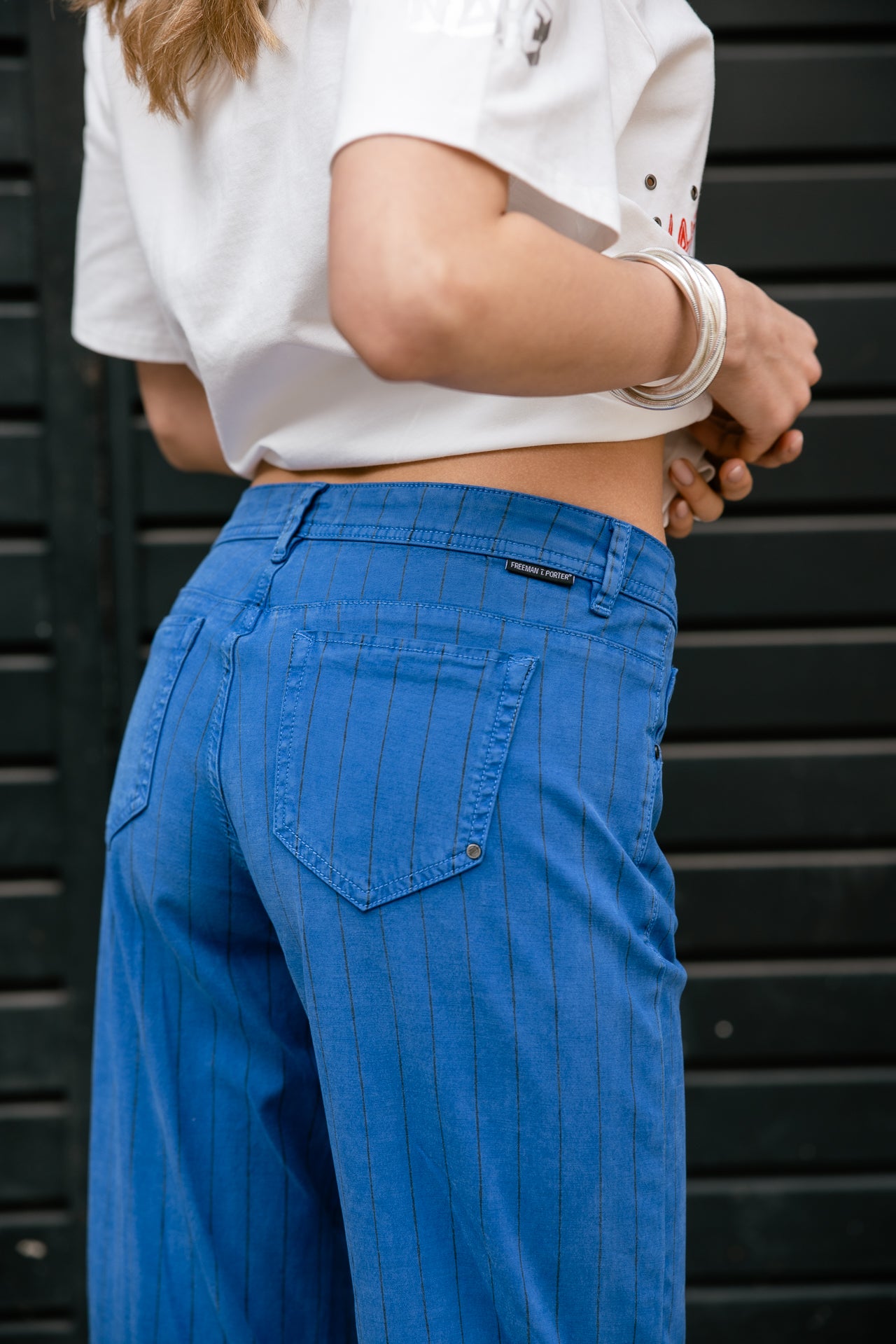 

Pantalón ancho de tiro bajo Mujer Agatha Paleole dazzling blue | Freeman T. Porter