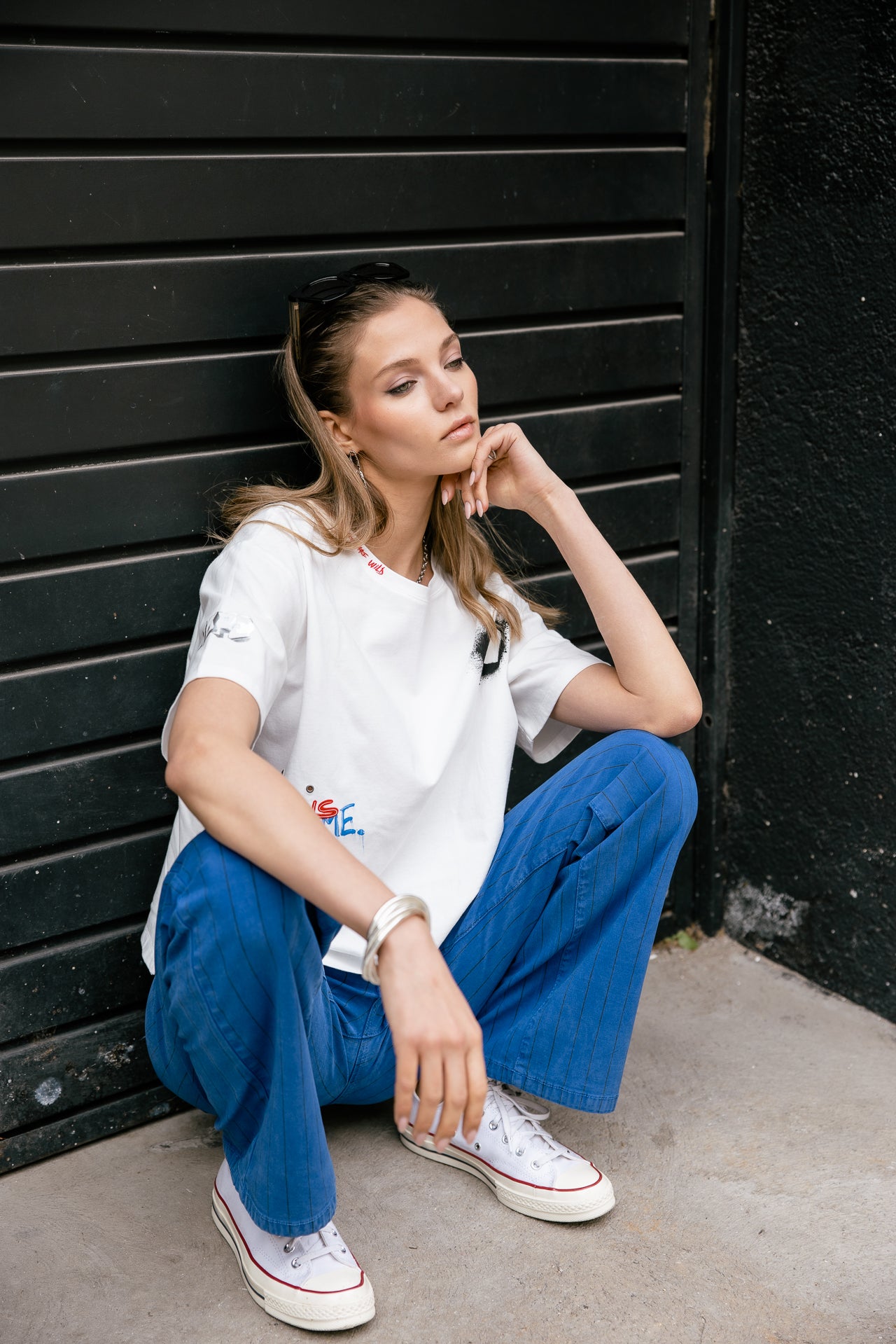 

Pantalón ancho de tiro bajo Mujer Agatha Paleole dazzling blue | Freeman T. Porter