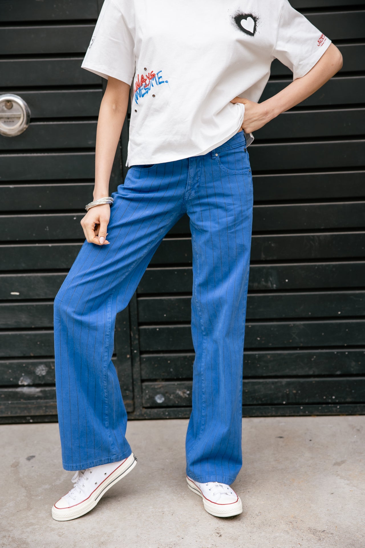 

Pantalón ancho de tiro bajo Mujer Agatha Paleole dazzling blue | Freeman T. Porter