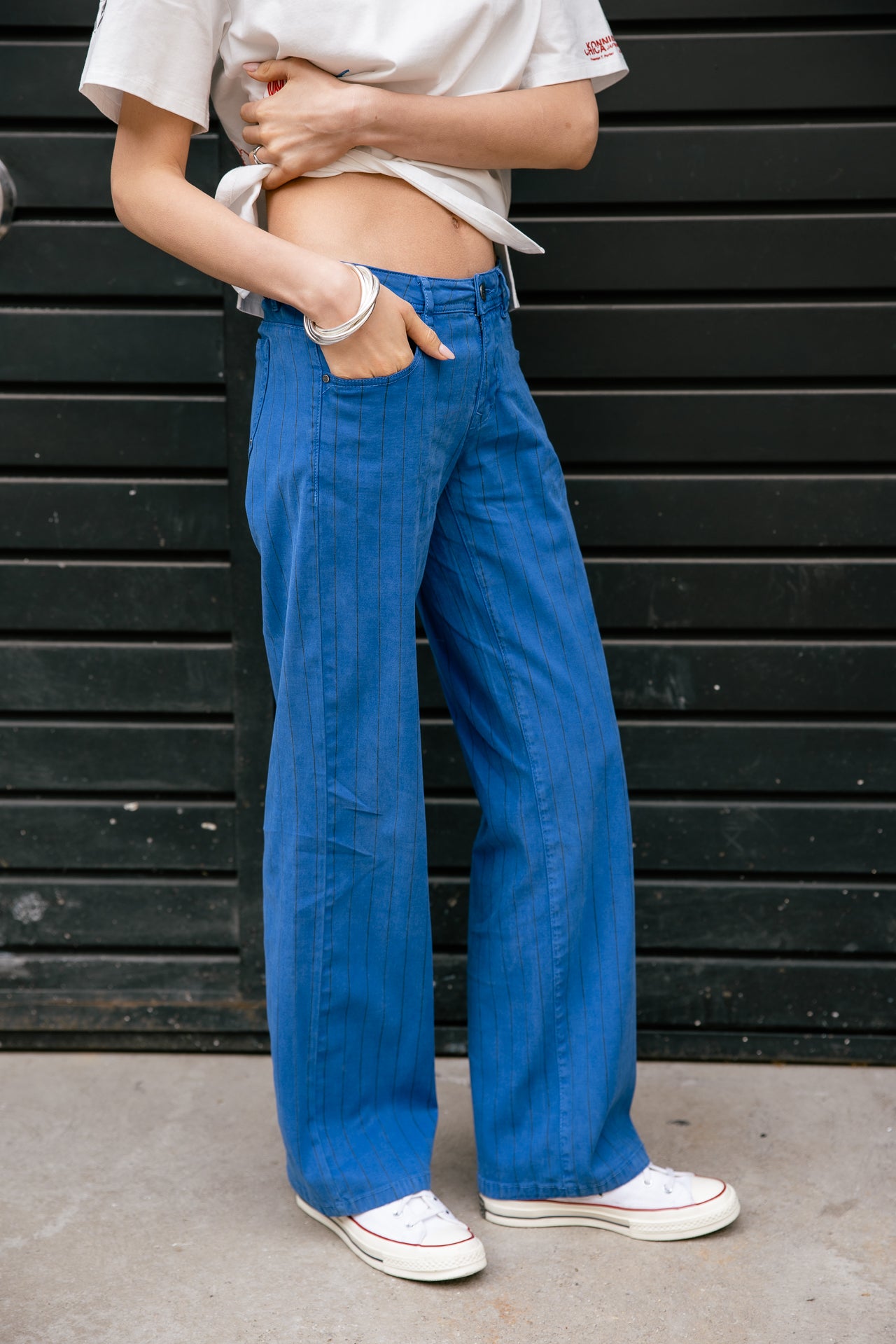 

Pantalón ancho de tiro bajo Mujer Agatha Paleole dazzling blue | Freeman T. Porter