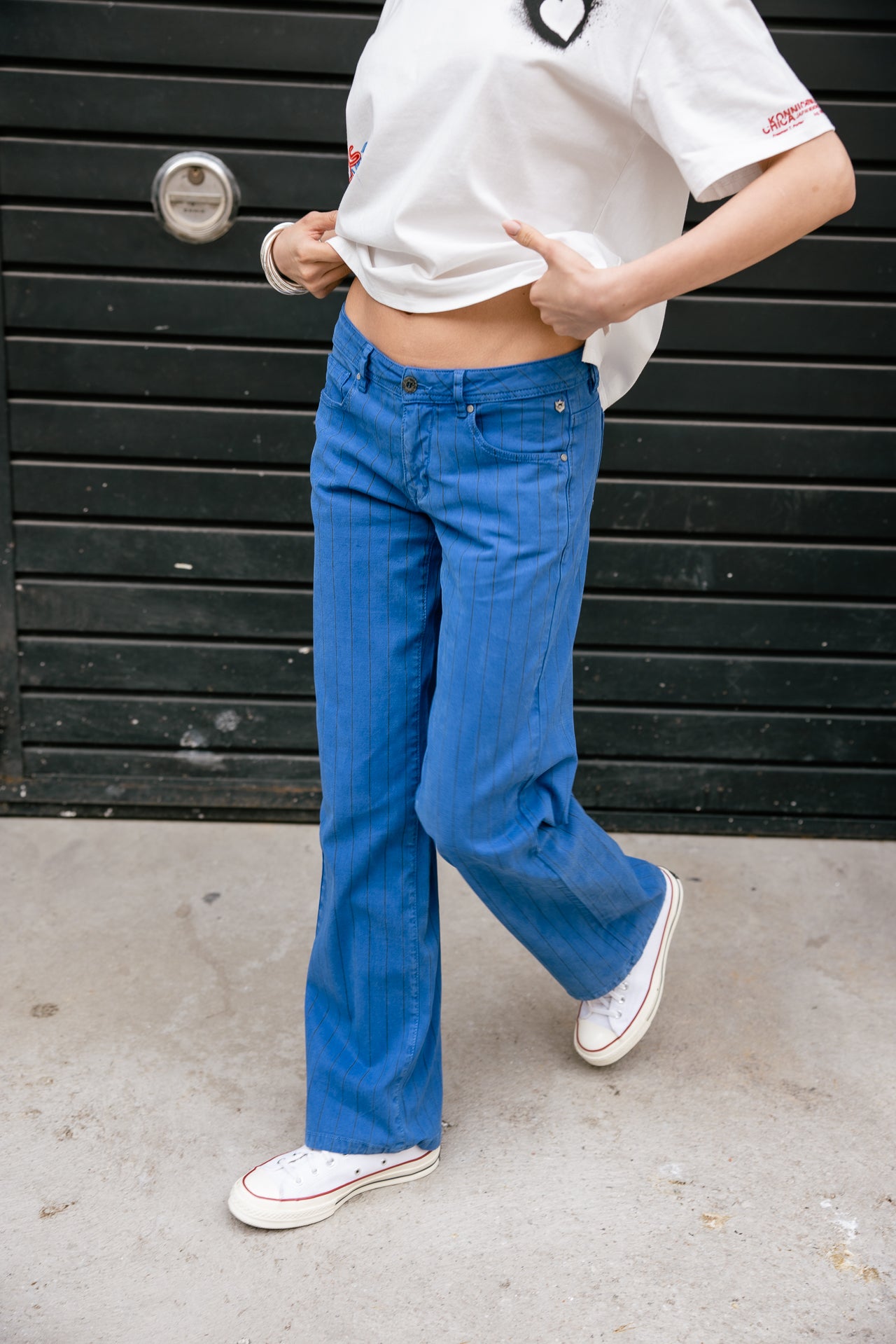 

Pantalón ancho de tiro bajo Mujer Agatha Paleole dazzling blue | Freeman T. Porter