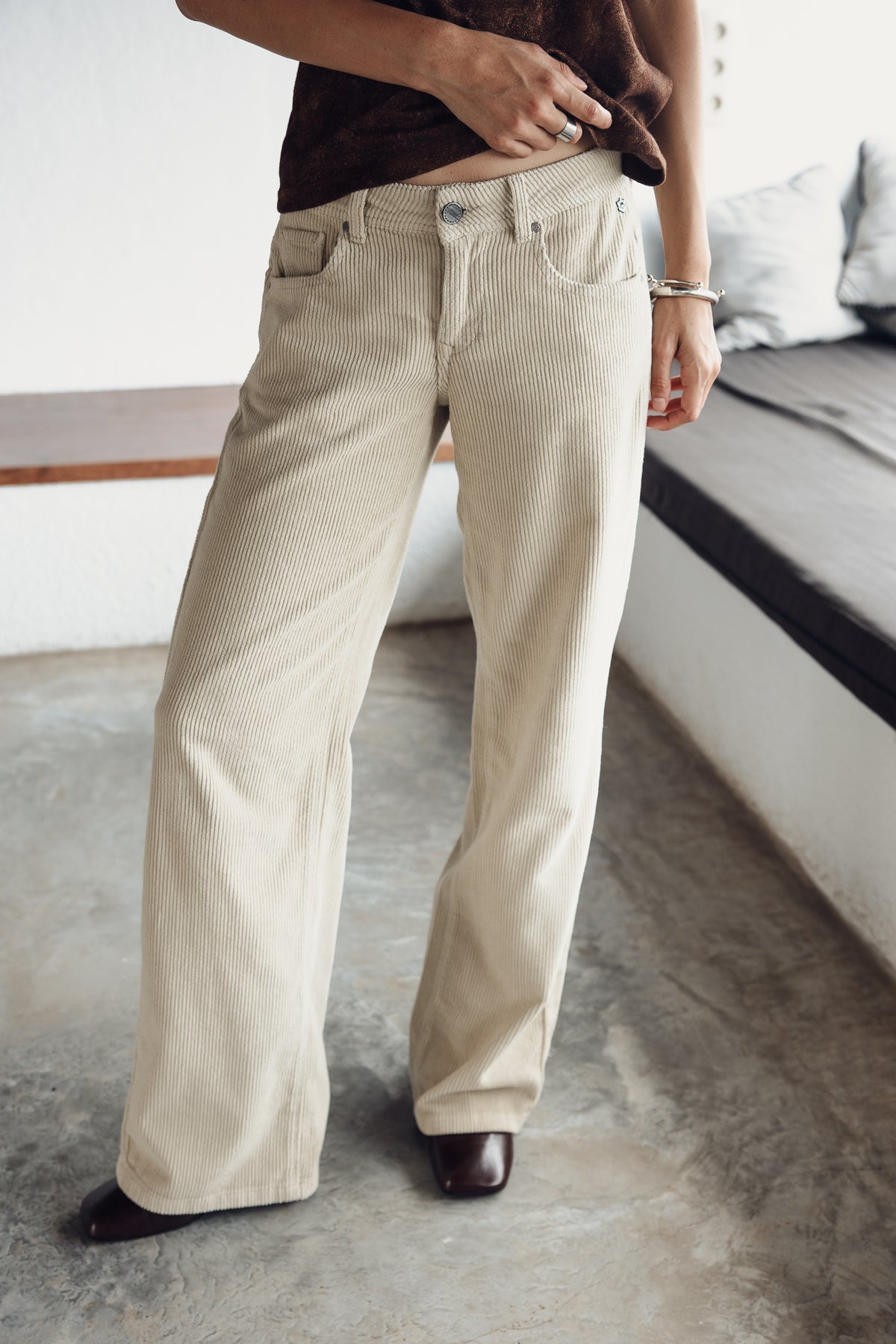

Calças wide leg, cintura baixa Mulher Agatha Veluto overcast | Freeman T. Porter