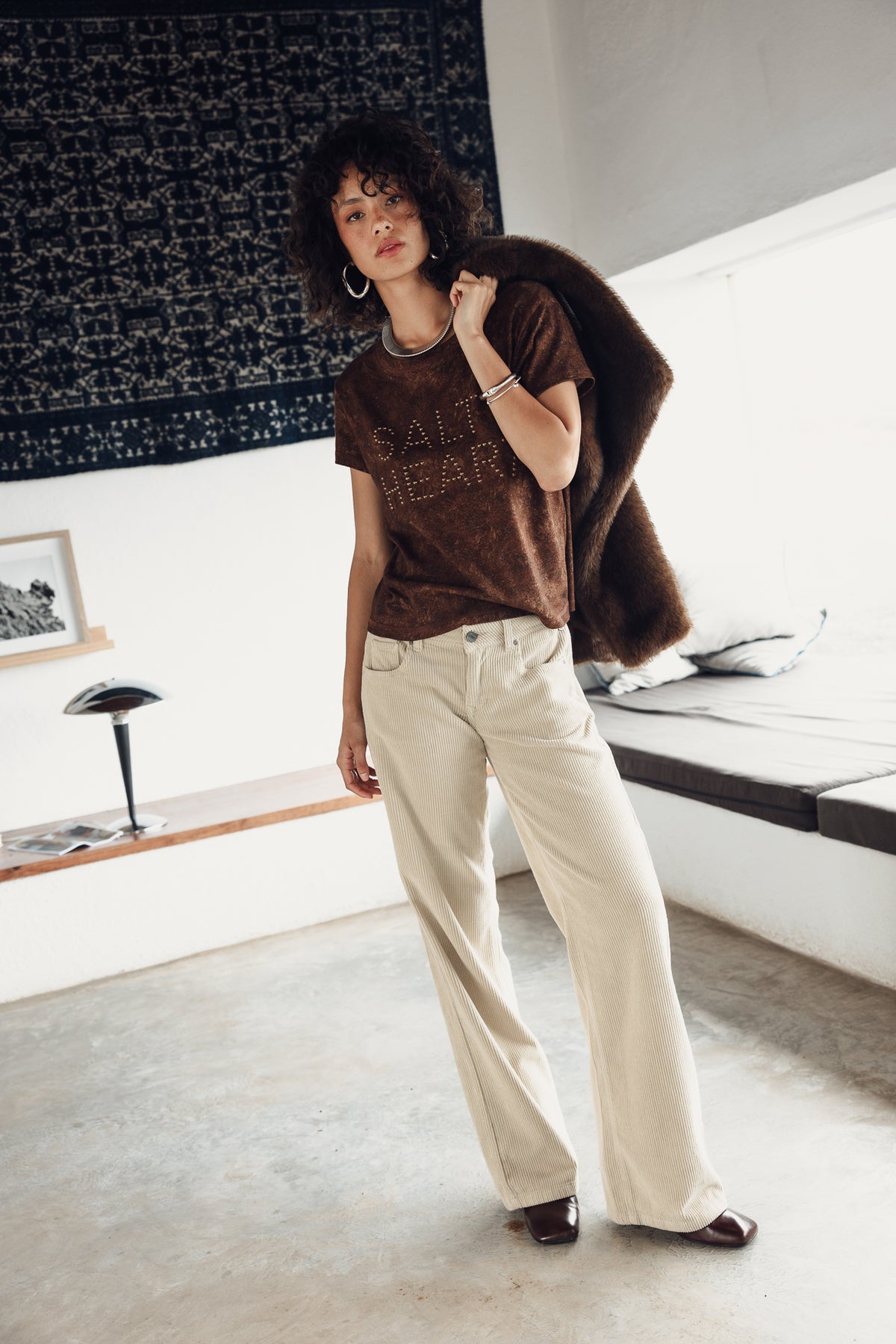 

Calças wide leg, cintura baixa Mulher Agatha Veluto overcast | Freeman T. Porter