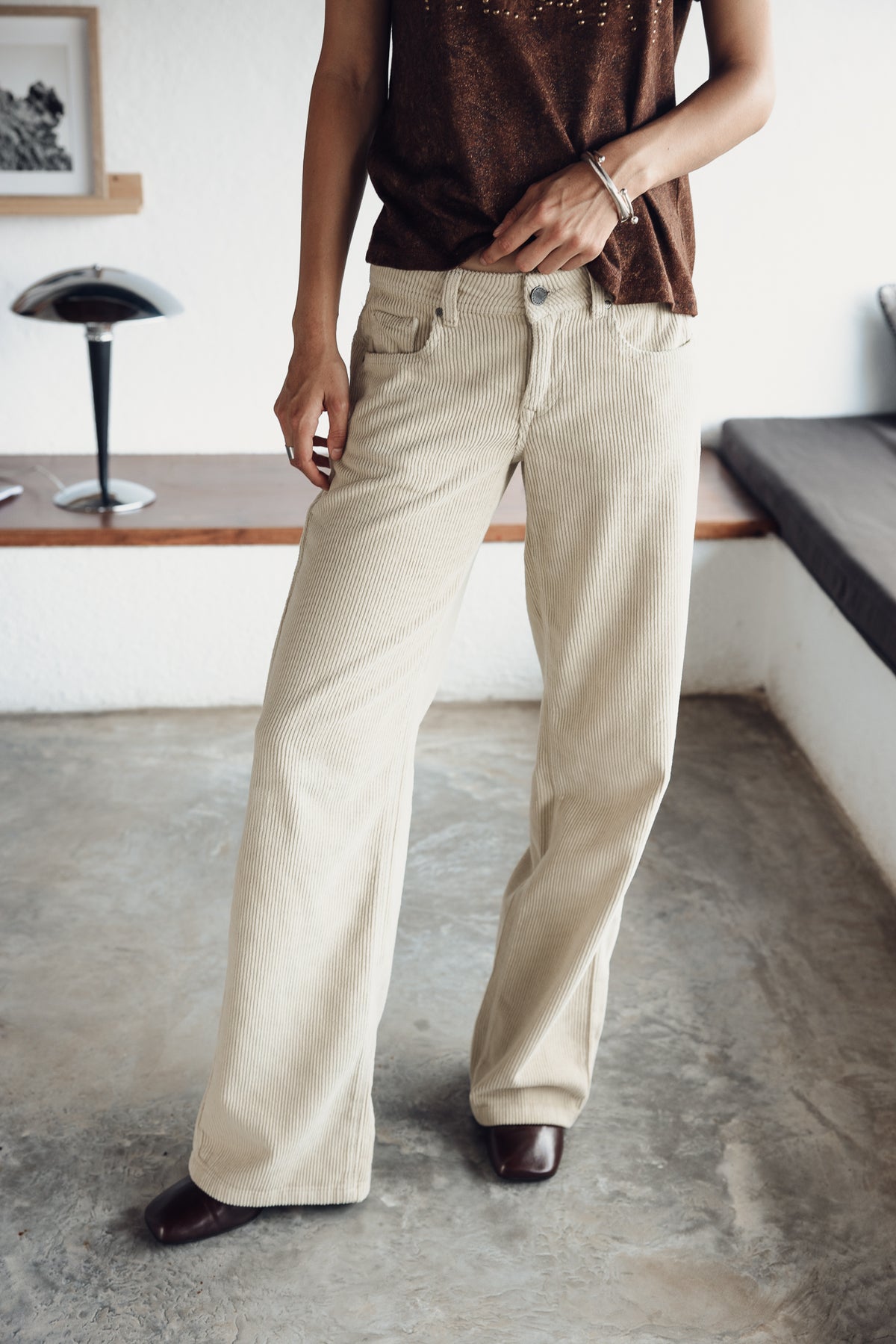 

Calças wide leg, cintura baixa Mulher Agatha Veluto overcast | Freeman T. Porter