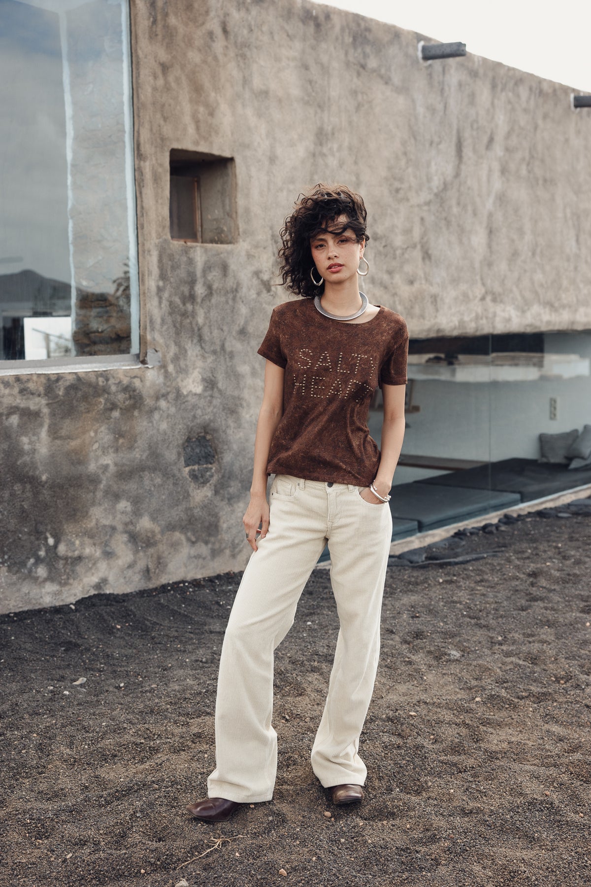 

Calças wide leg, cintura baixa Mulher Agatha Veluto overcast | Freeman T. Porter