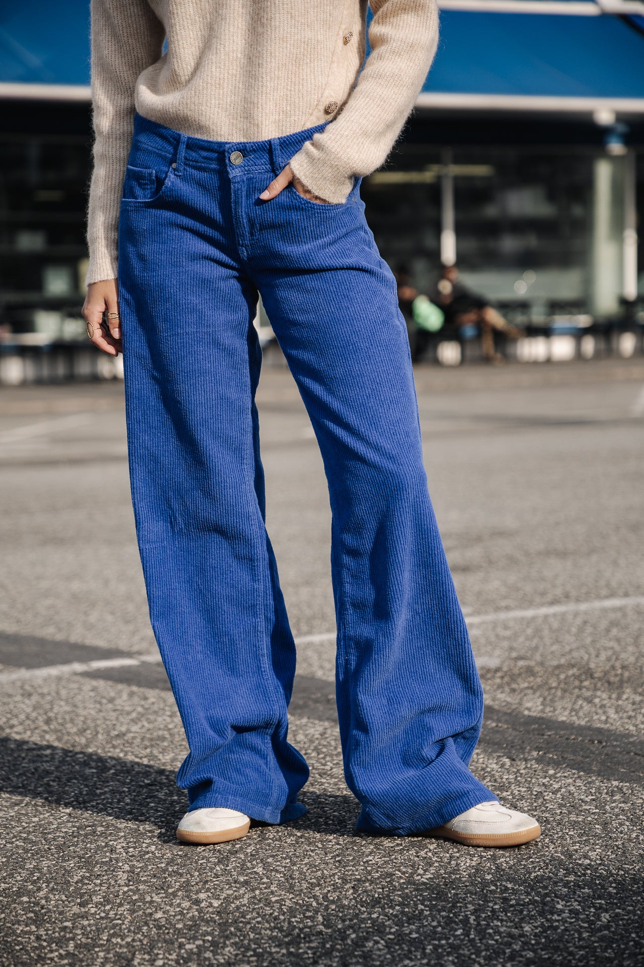 

Weite Low Rise Hose Damen Agatha Veluto mazarine blue | Freeman T. Porter