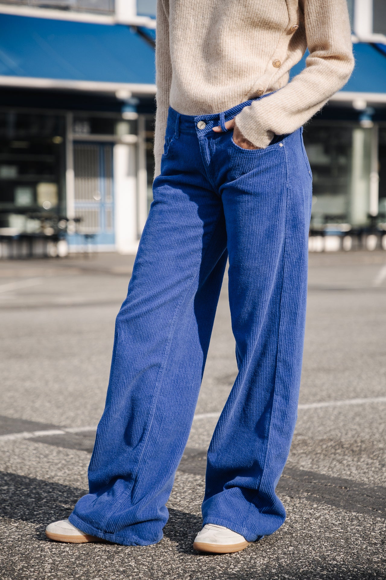 

Weite Low Rise Hose Damen Agatha Veluto mazarine blue | Freeman T. Porter
