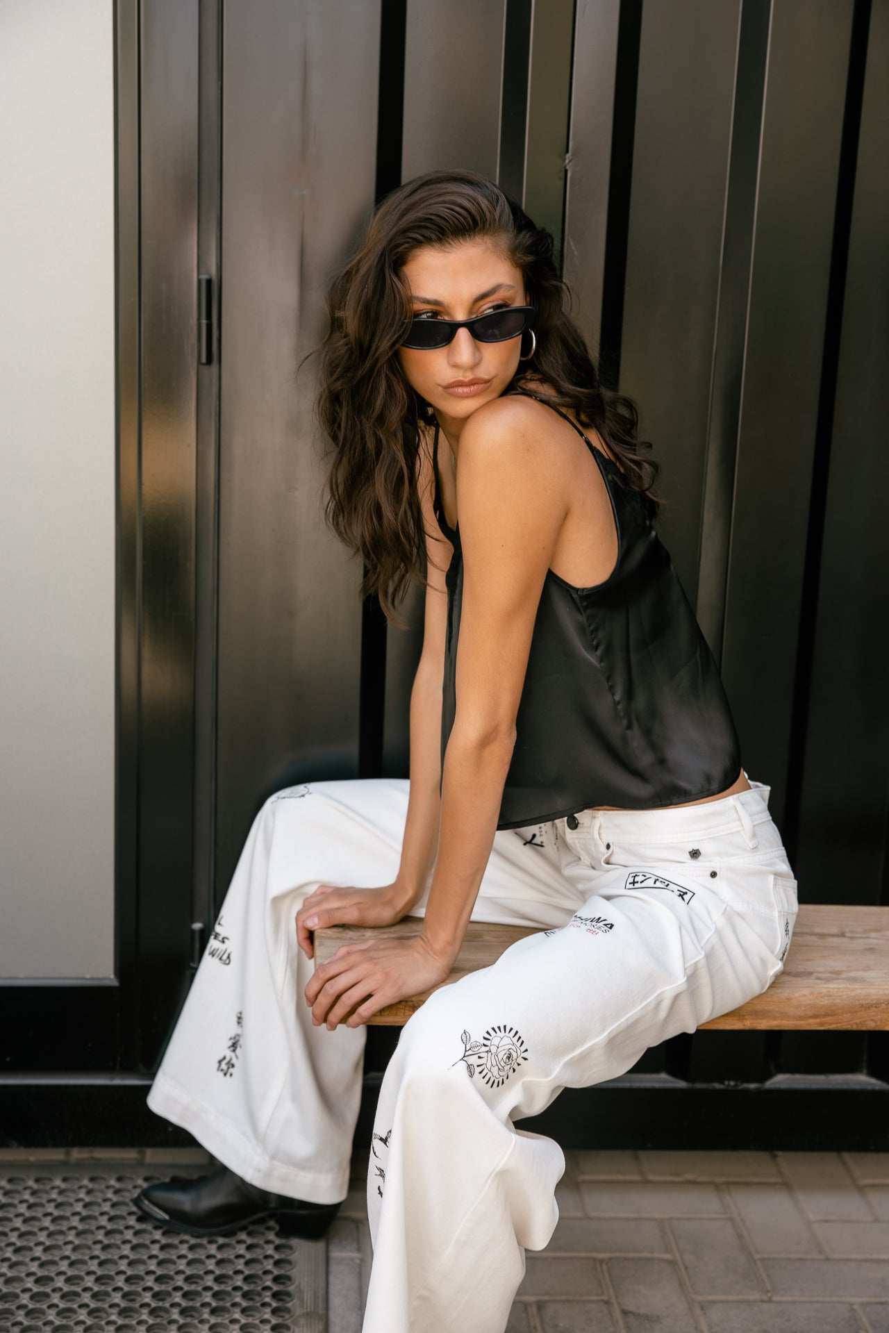 

Pantalon large  Femme Miley Caicos Print off white | Freeman T. Porter