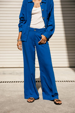 

Pantalon large  Femme Miley Plain Linen dazzling blue | Freeman T. Porter