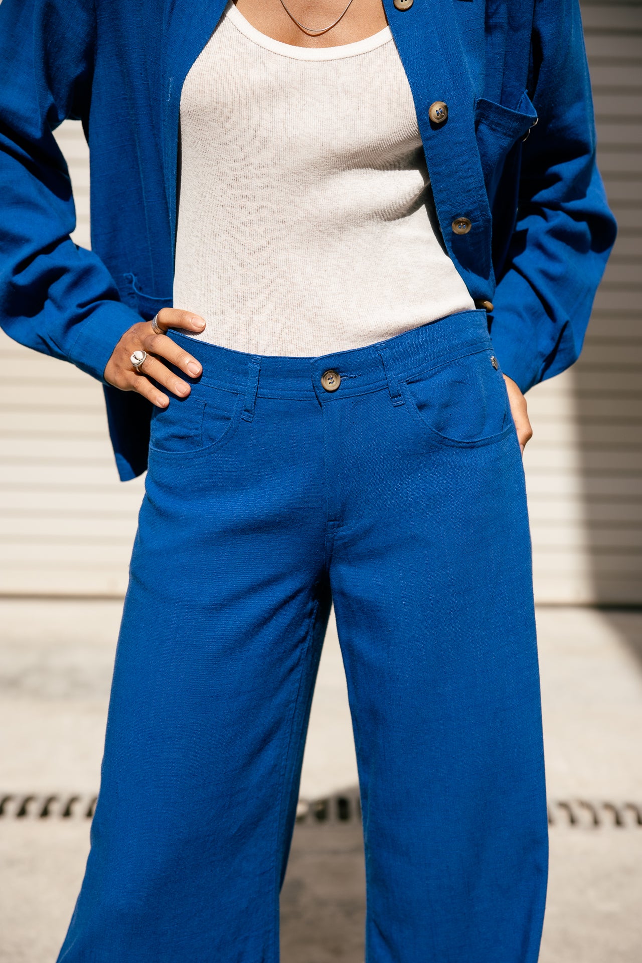 

Pantalon large  Femme Miley Plain Lin dazzling blue | Freeman T. Porter