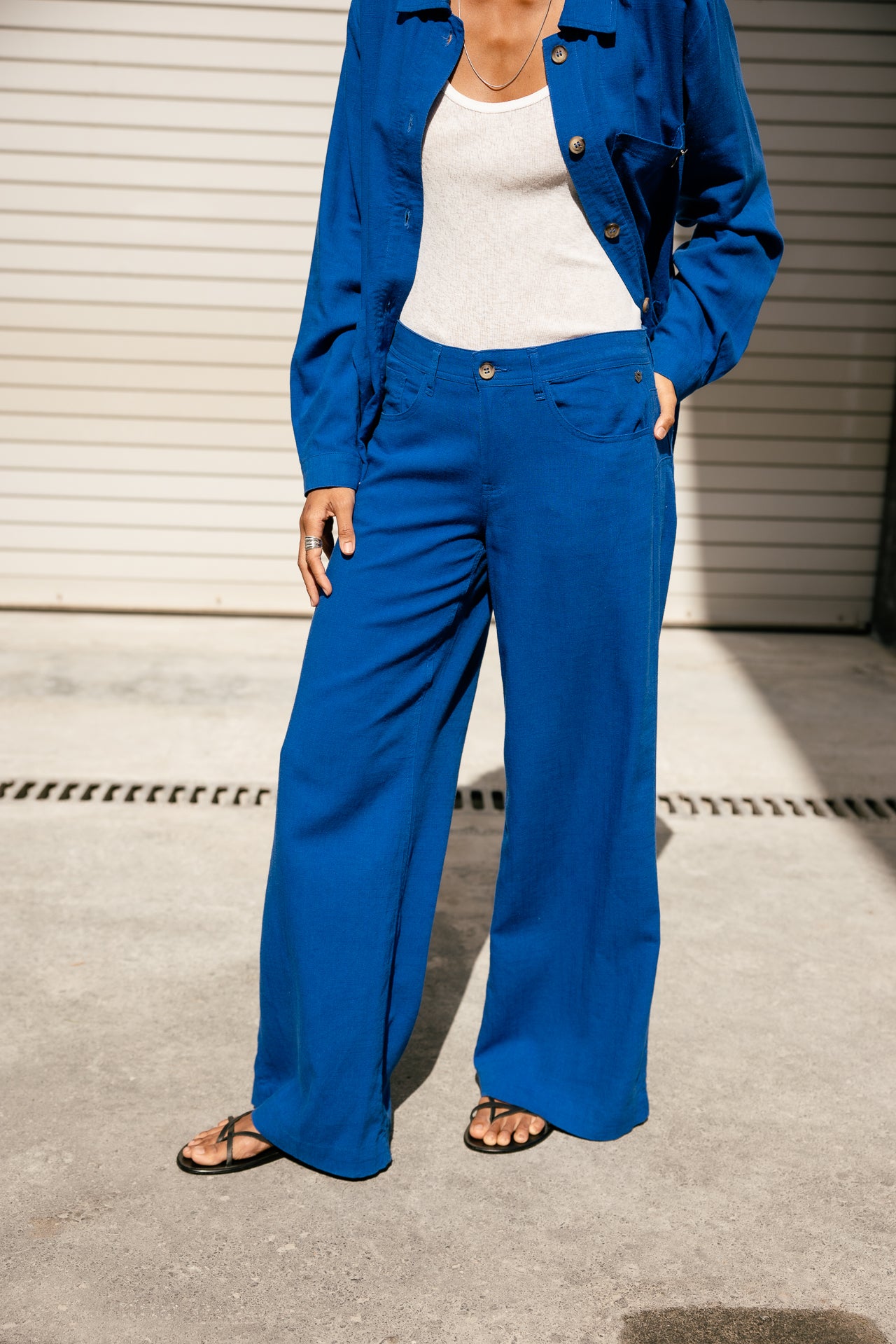 

Pantalon large  Femme Miley Plain Lin dazzling blue | Freeman T. Porter