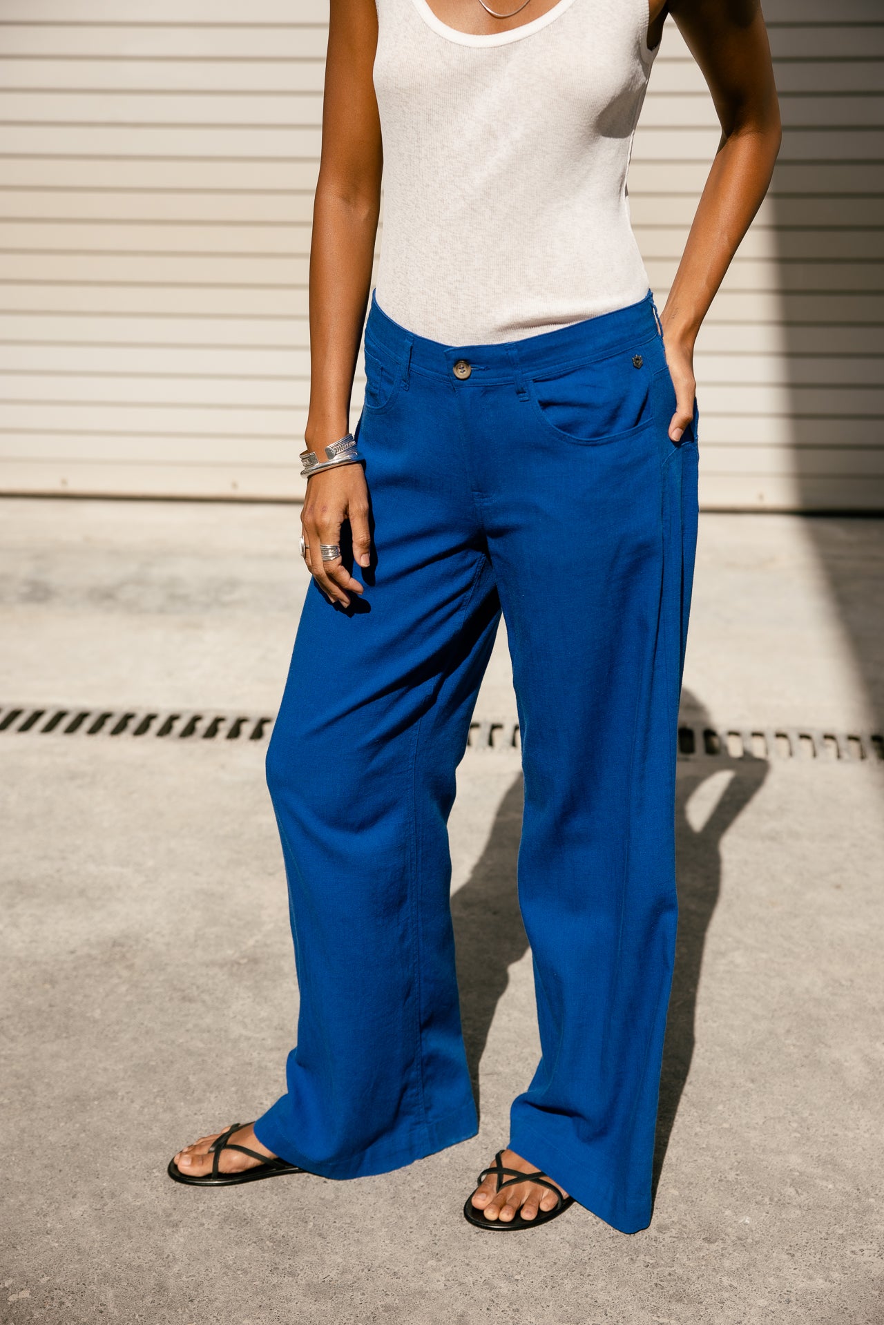 

Pantalon large  Femme Miley Plain Lin dazzling blue | Freeman T. Porter