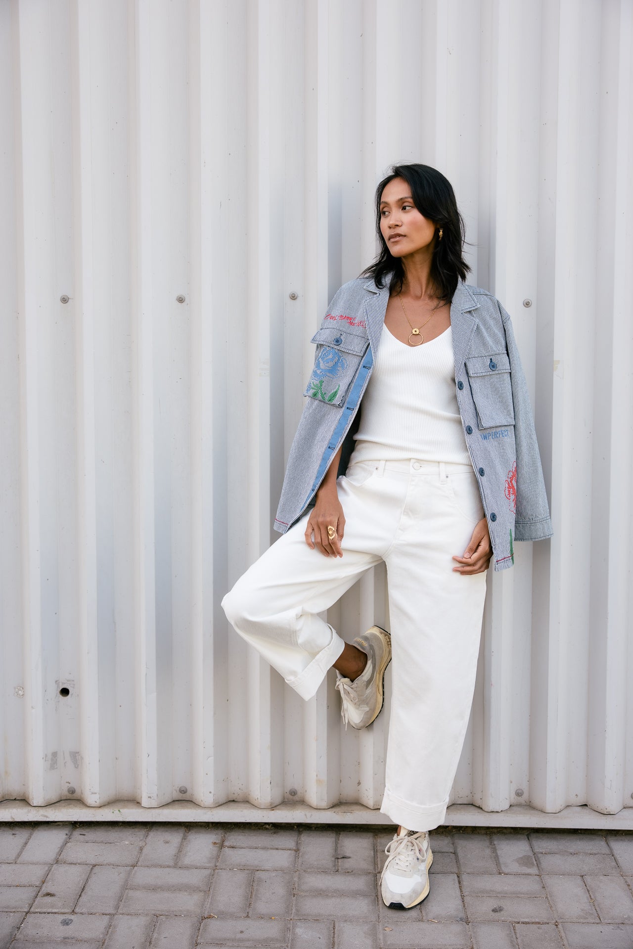 

Pantalon boyfriend 7/8 Femme Robyn Magestic off white | Freeman T. Porter