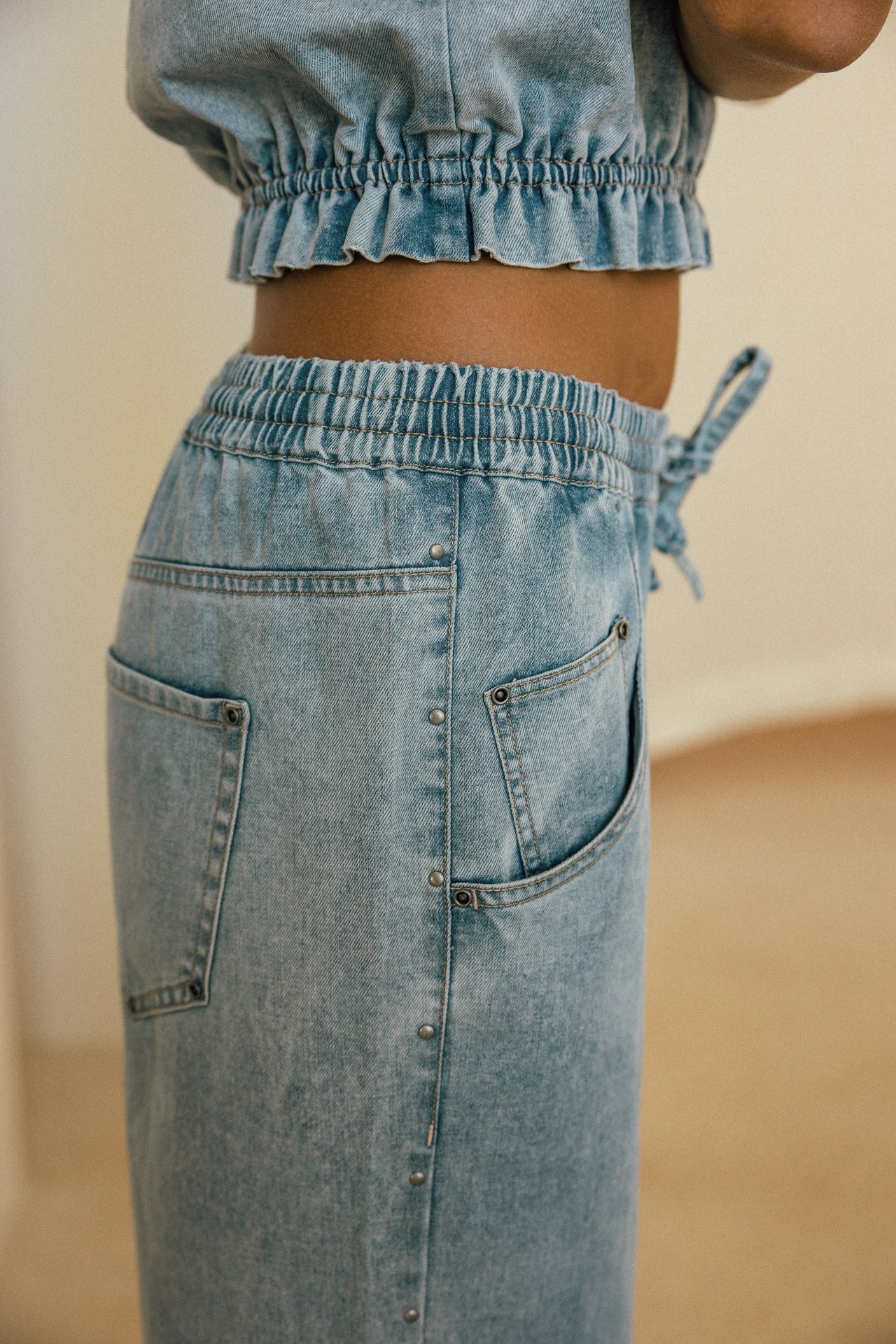 

Jeans large en denim leger Femme Leia titan | Freeman T. Porter