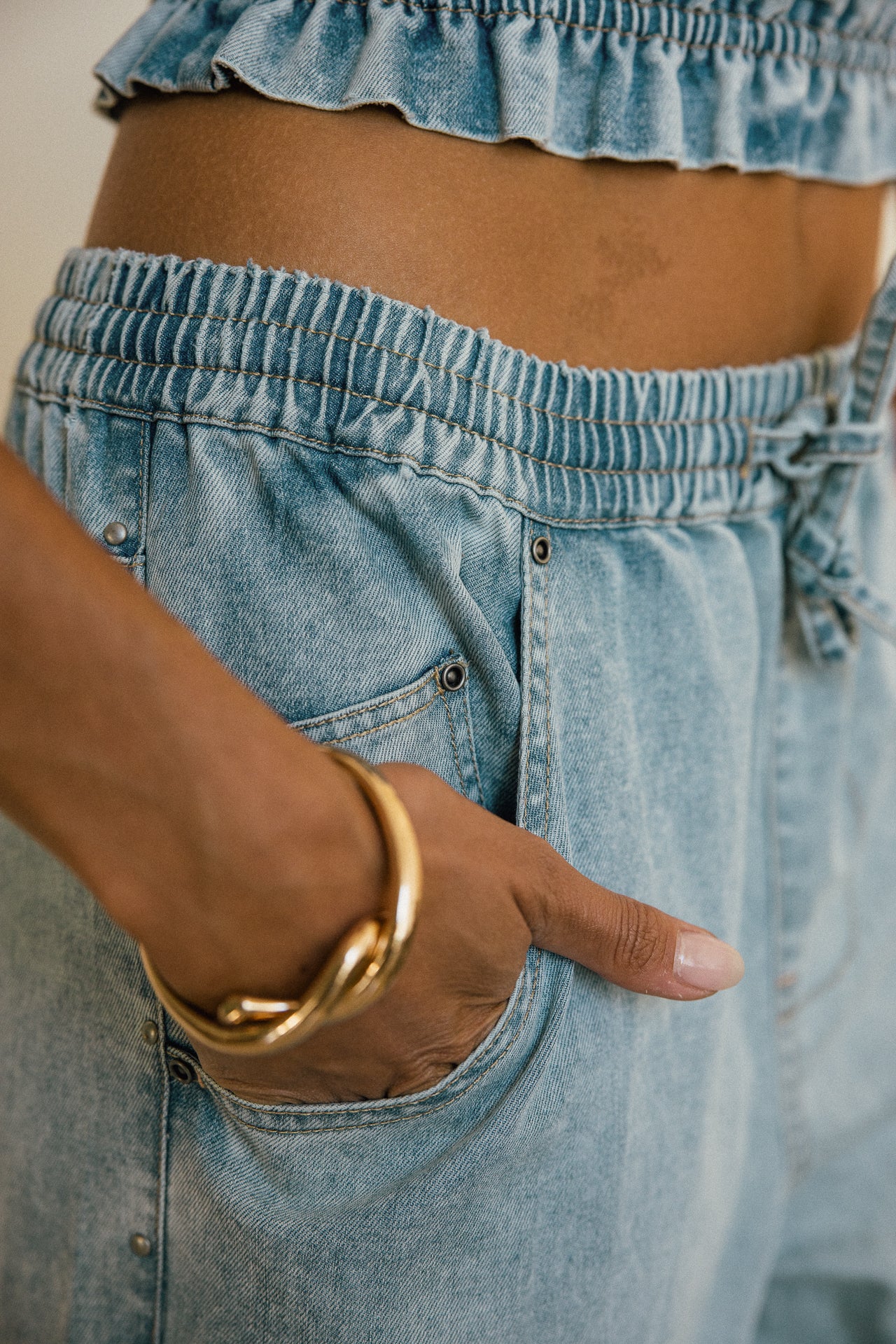 

Jeans large en denim leger Femme Leia titan | Freeman T. Porter