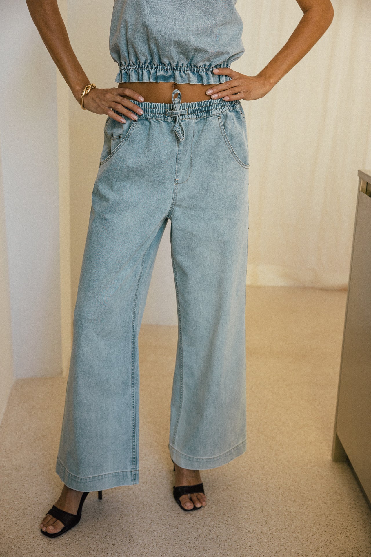 

Jeans large en denim leger Femme Leia titan | Freeman T. Porter