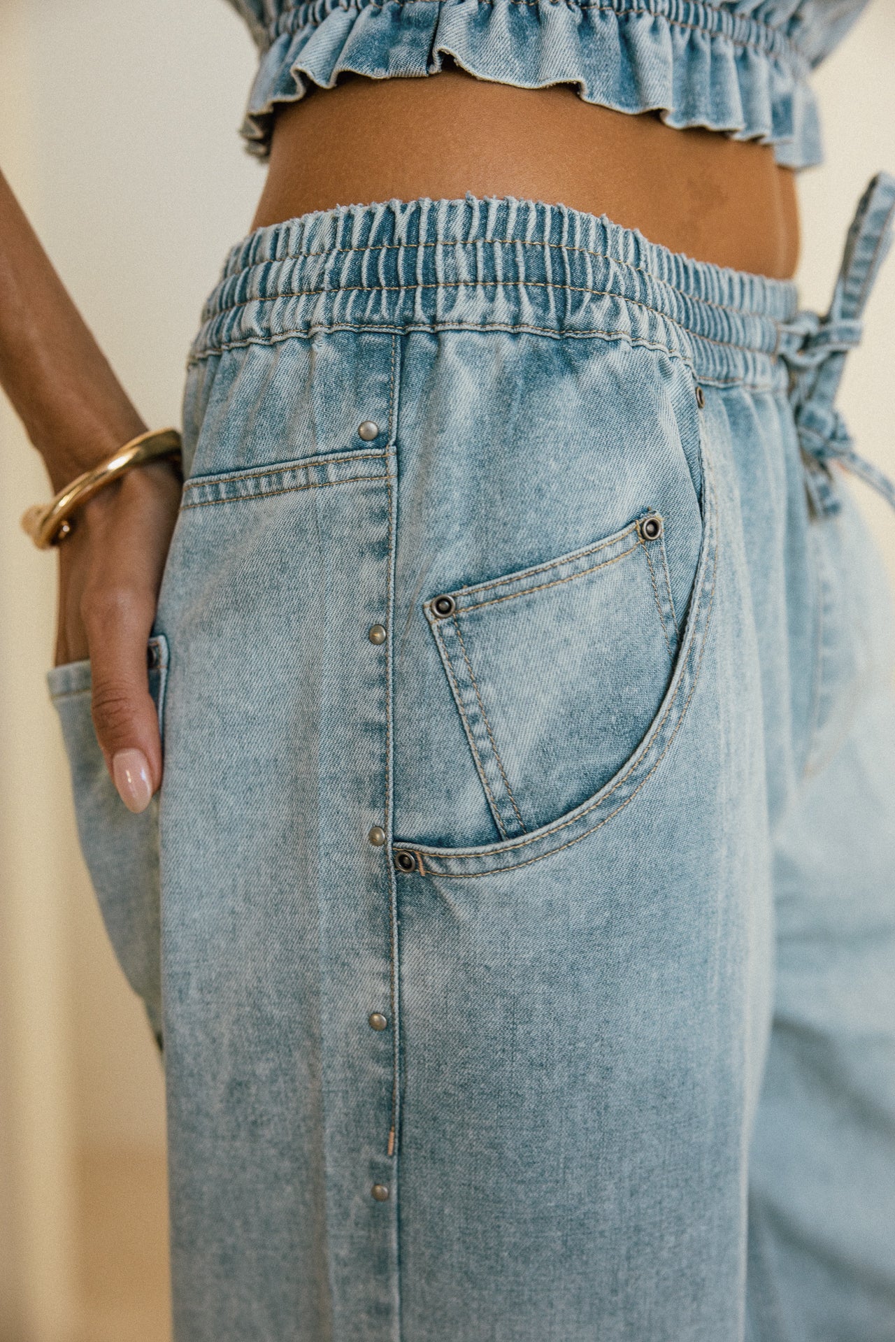 

Jeans large en denim leger Femme Leia titan | Freeman T. Porter