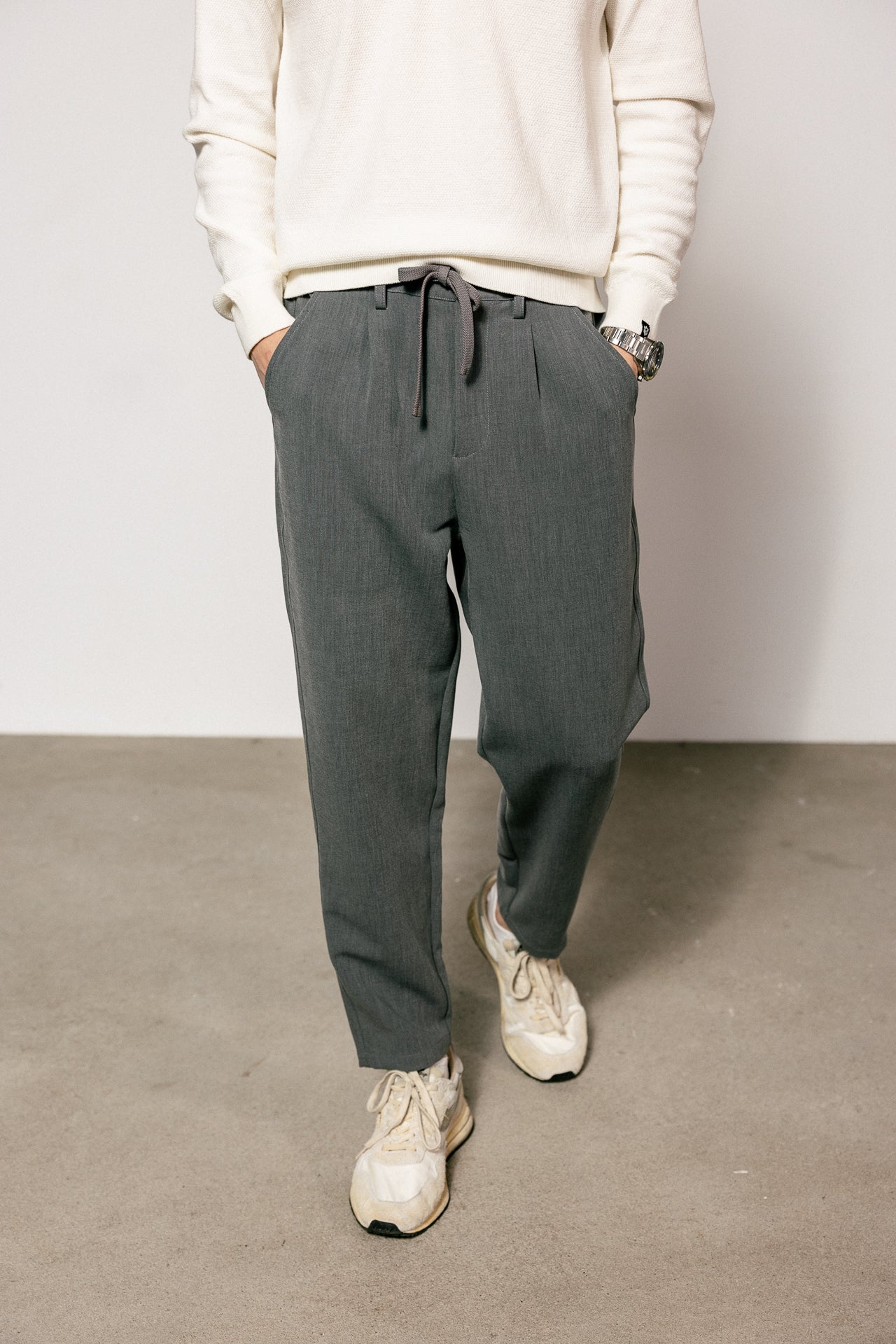 

Relaxed 7/8 Trousers Men Yoric Tempo chiné grey | Freeman T. Porter