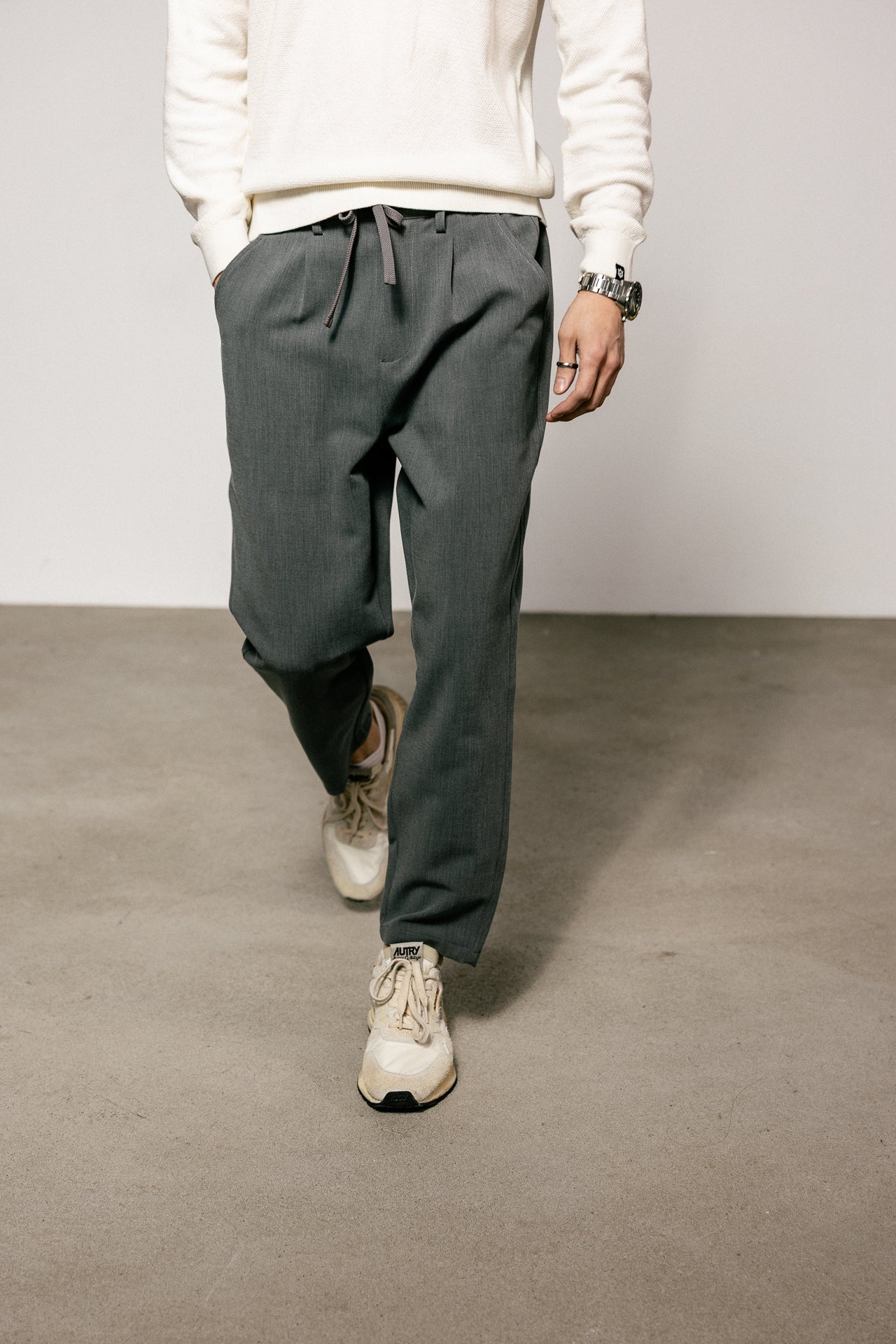 

Relaxed 7/8 Trousers Men Yoric Tempo chiné grey | Freeman T. Porter