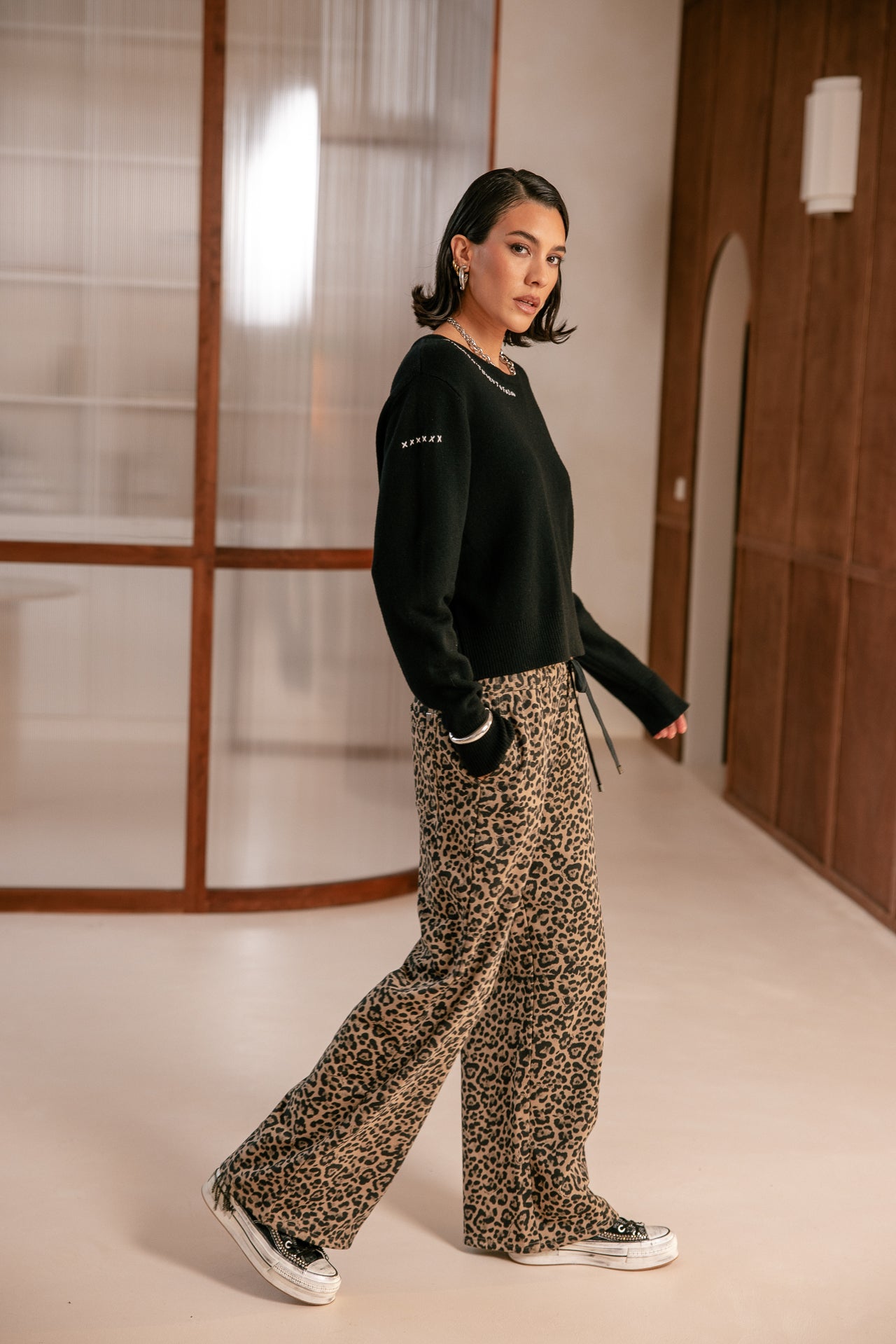 

Bedruckte Jogginghose Damen Vamor Leo natural beige | Freeman T. Porter