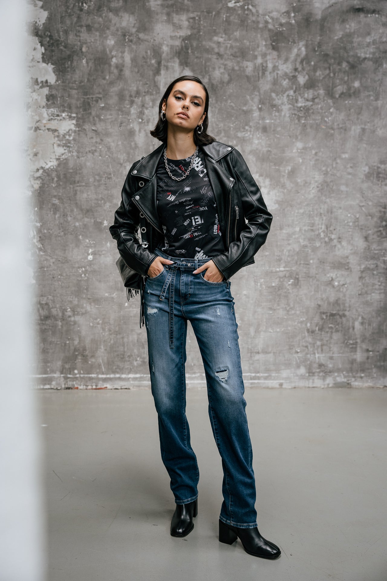 

Hoge taille jeans Dames Scarlett Long samba dark | Freeman T. Porter