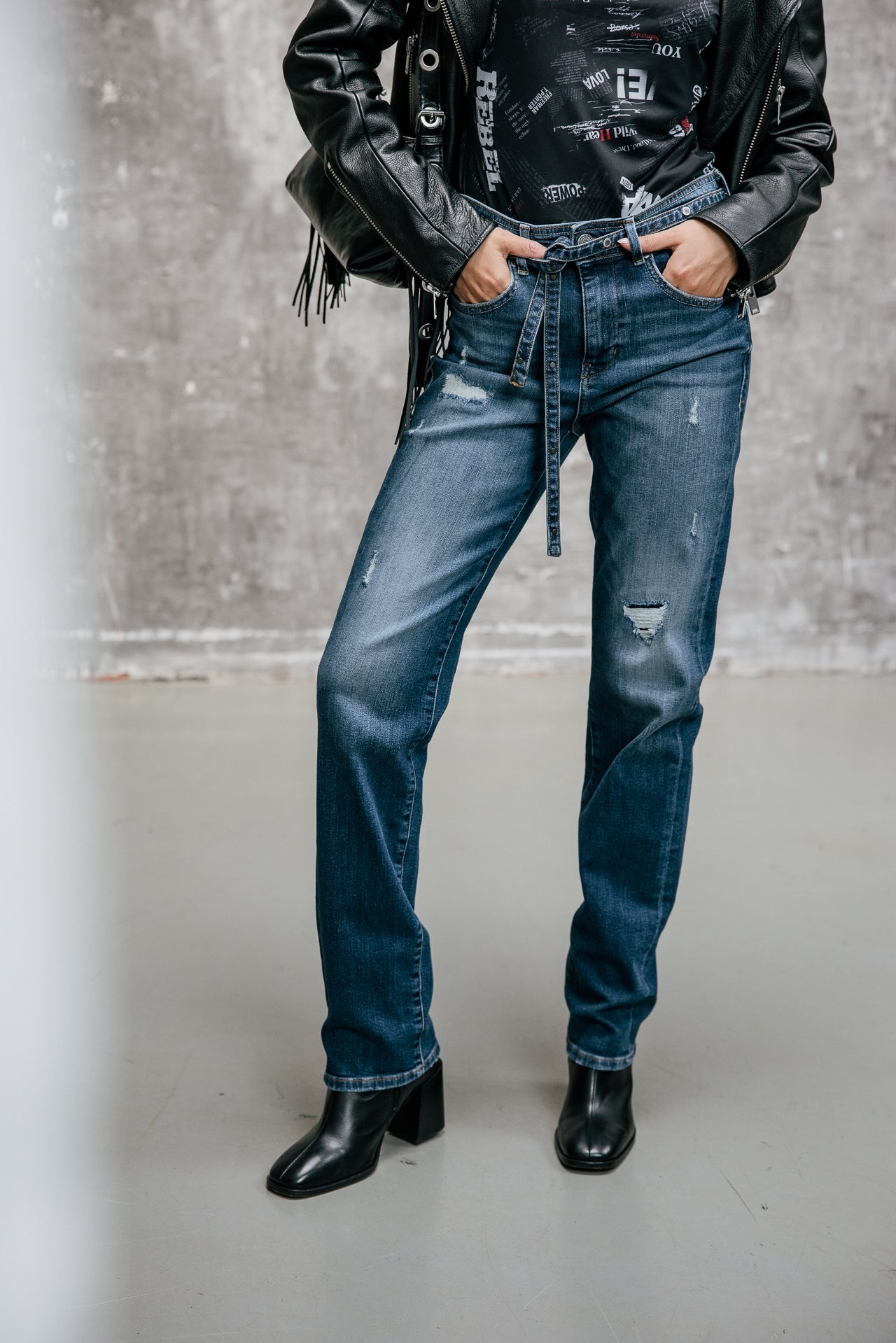 

Hoge taille jeans Dames Scarlett Long samba dark | Freeman T. Porter