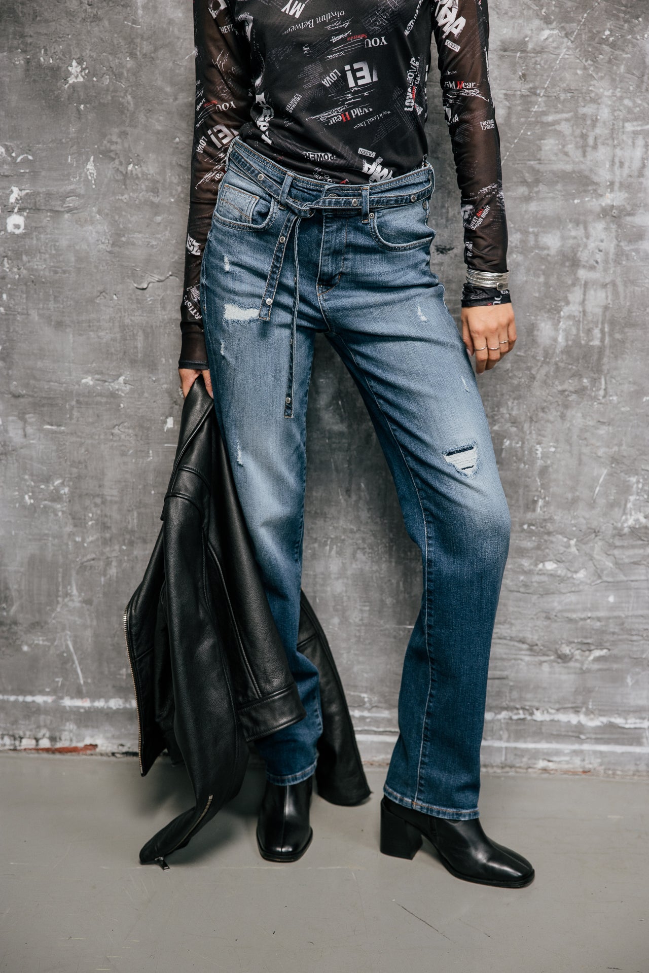 

Hoge taille jeans Dames Scarlett Long samba dark | Freeman T. Porter