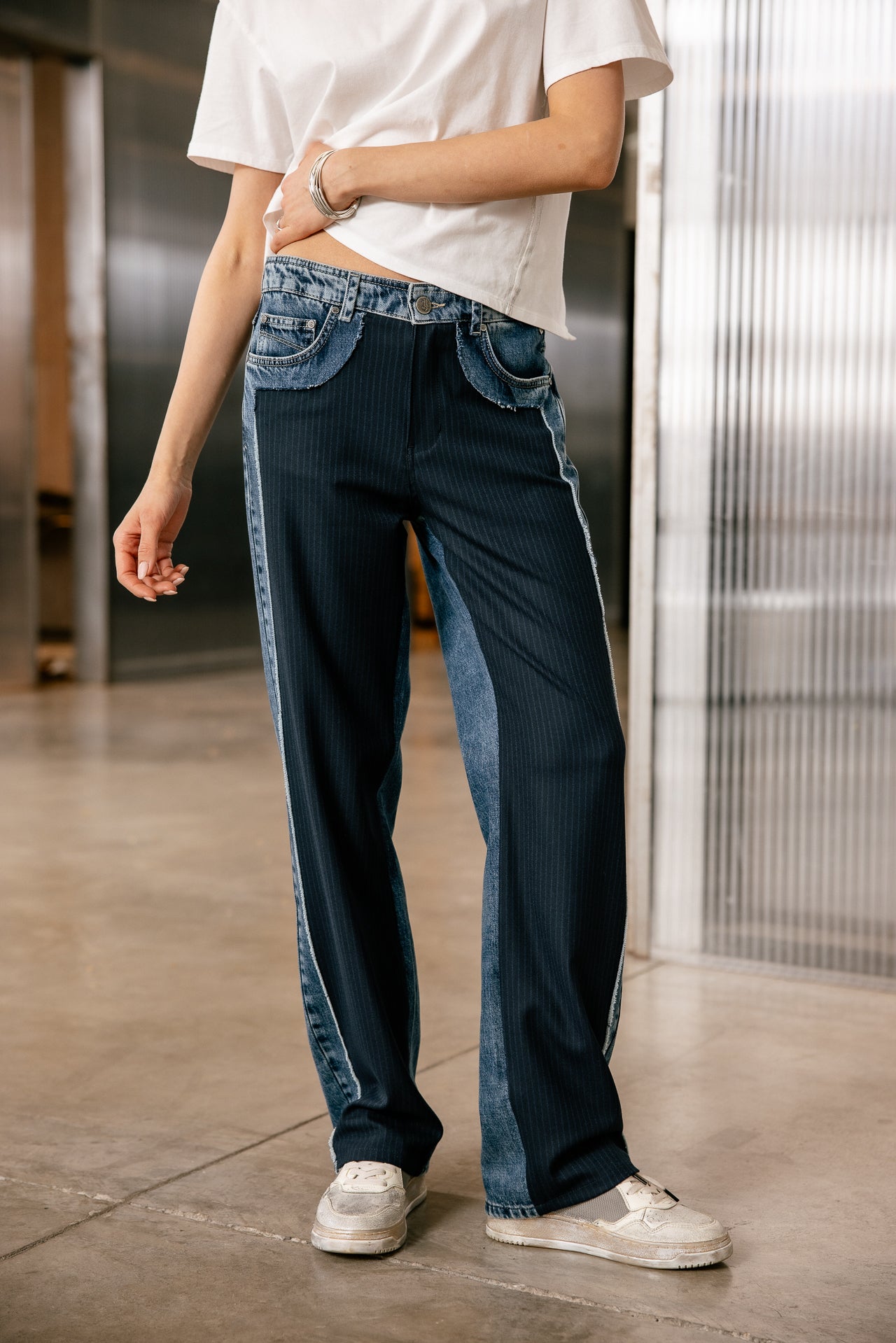 

Gerade Jeans mit hohem Bund Damen Scarlett Long barsen mix | Freeman T. Porter