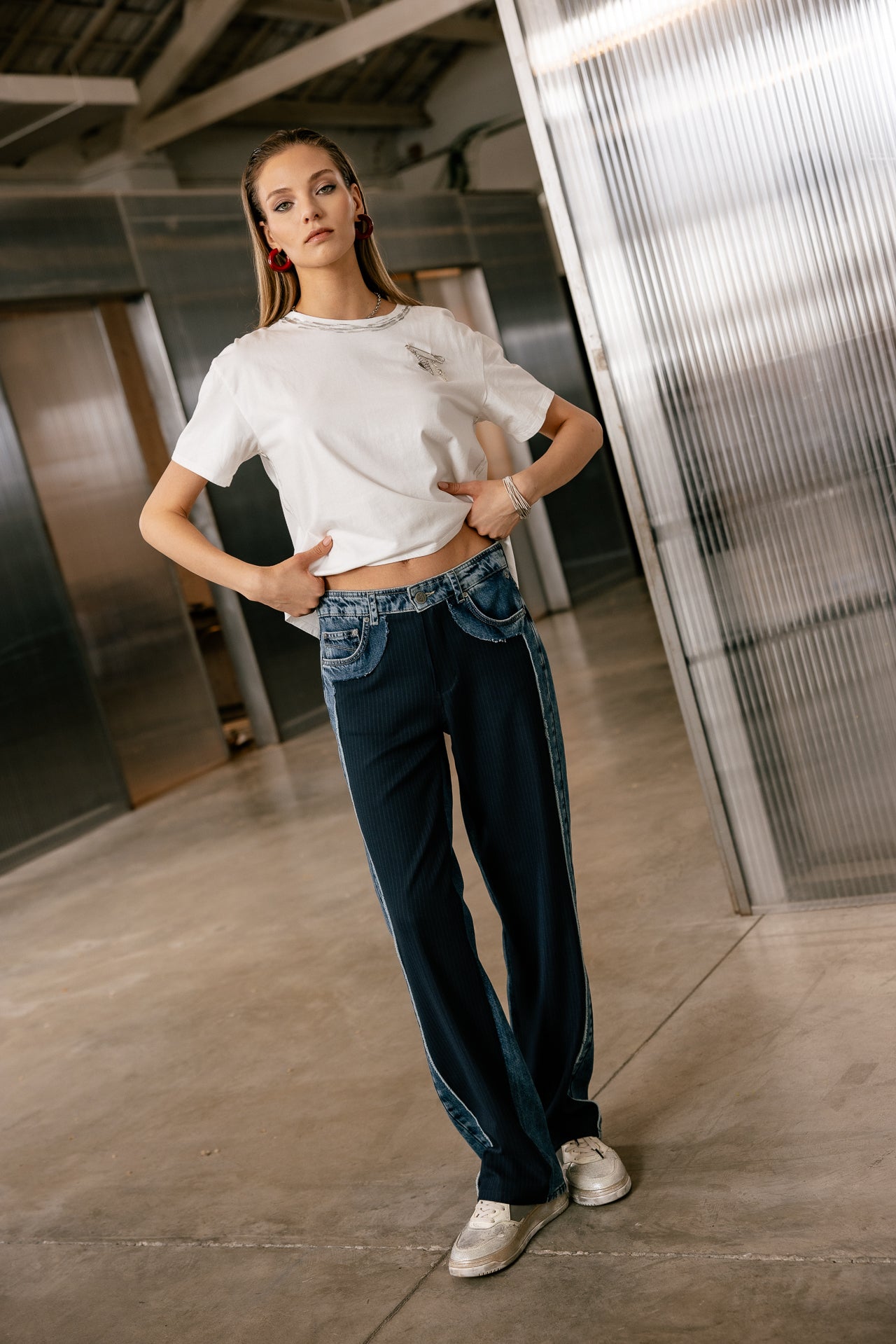 

Gerade Jeans mit hohem Bund Damen Scarlett Long barsen mix | Freeman T. Porter