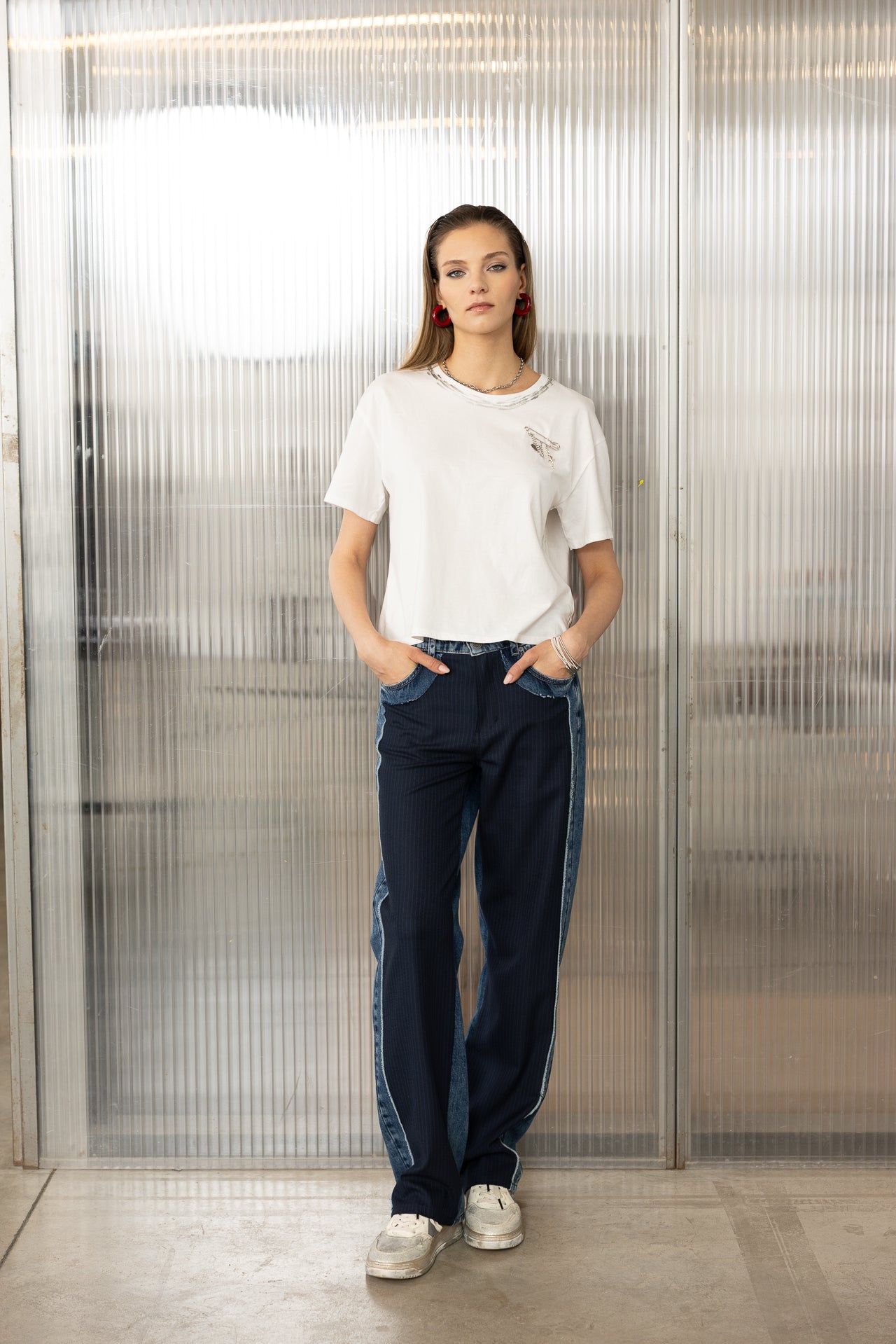 

Gerade Jeans mit hohem Bund Damen Scarlett Long barsen mix | Freeman T. Porter
