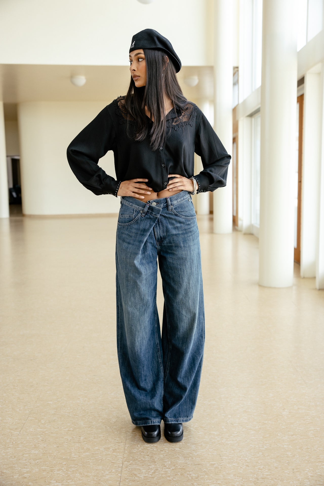 

Jeans mit weitem Schnitt und Drapierung  Damen Phina rally dark | Freeman T. Porter