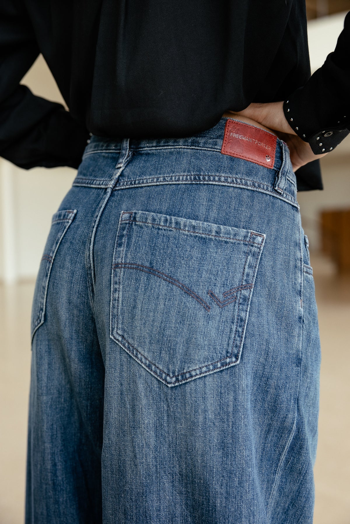 

Jeans mit weitem Schnitt und Drapierung  Damen Phina rally dark | Freeman T. Porter