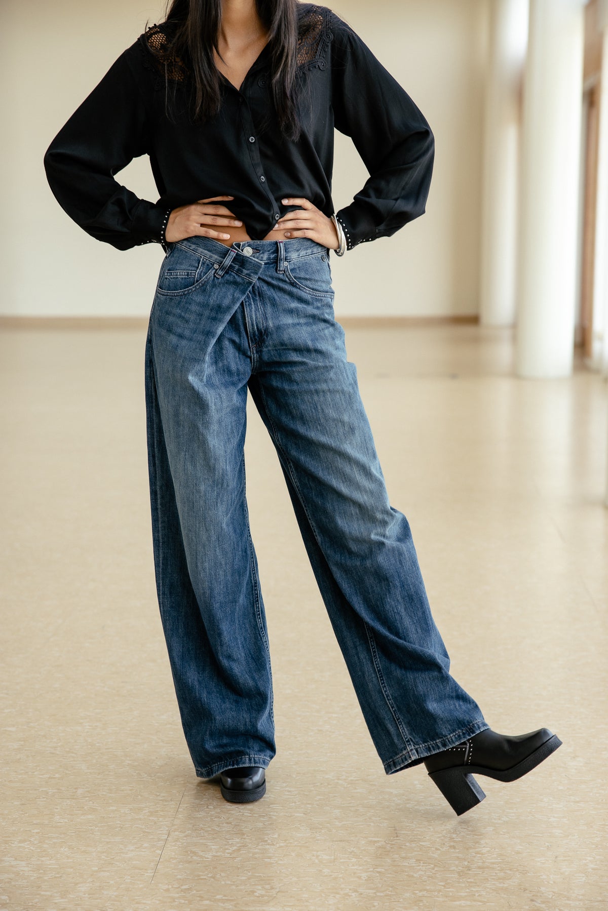 

Jeans mit weitem Schnitt und Drapierung  Damen Phina rally dark | Freeman T. Porter